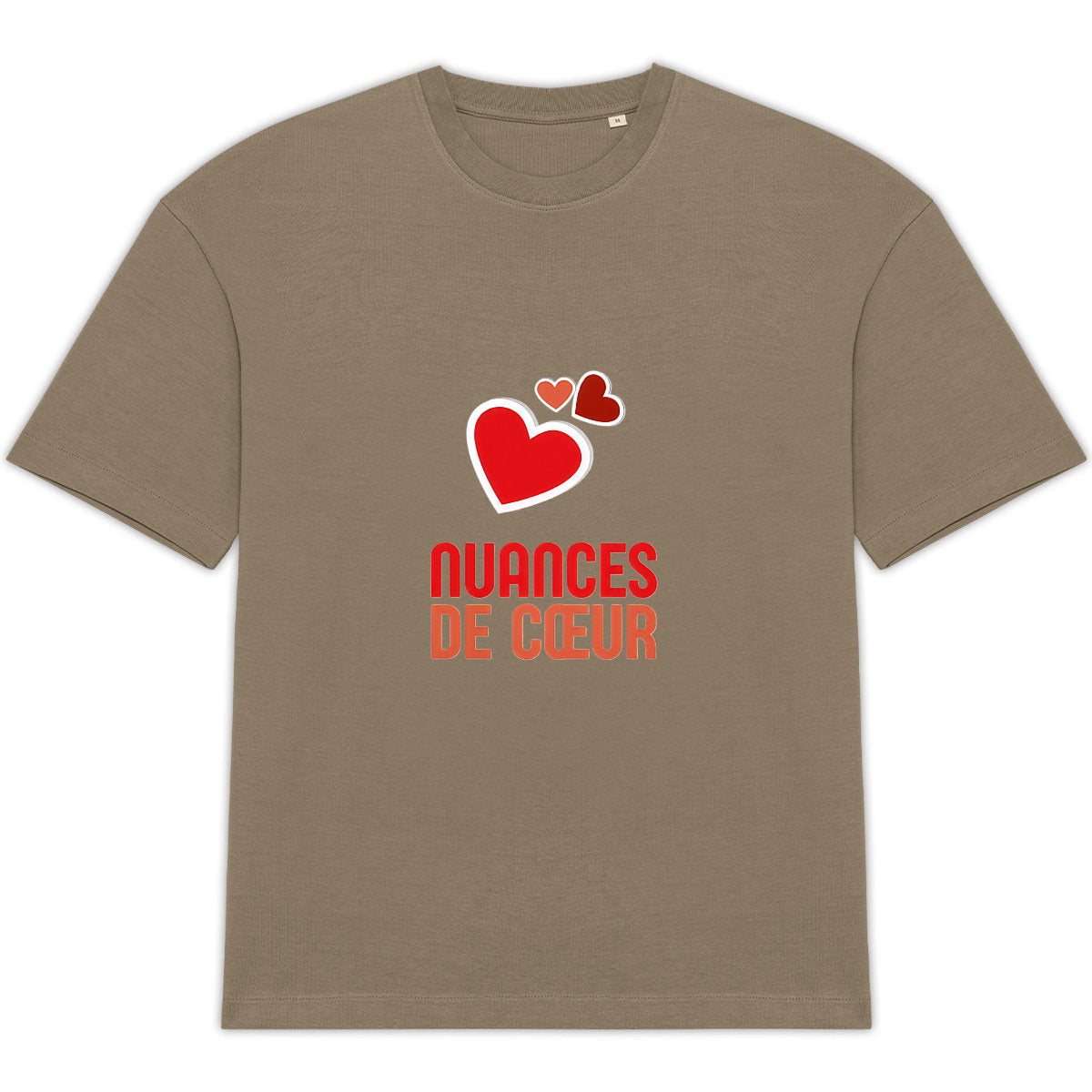 T-shirt Unisexe Oversized : Amour en Nuances de Coeurs Rouges - face_0