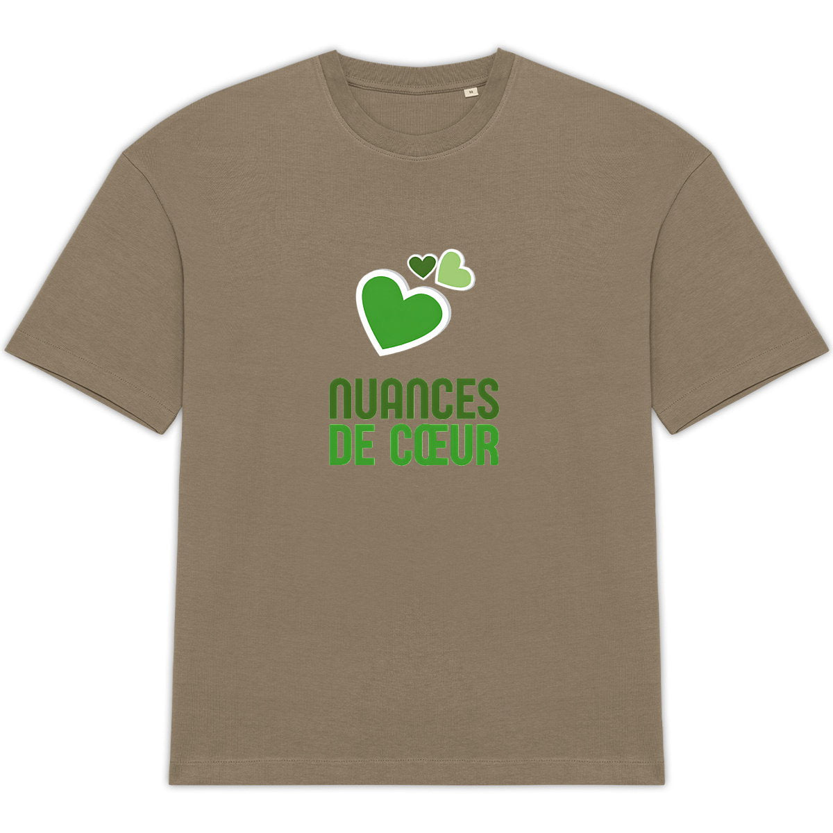T-shirt Unisexe Oversized - Éclat de Coeurs Verts - face_0