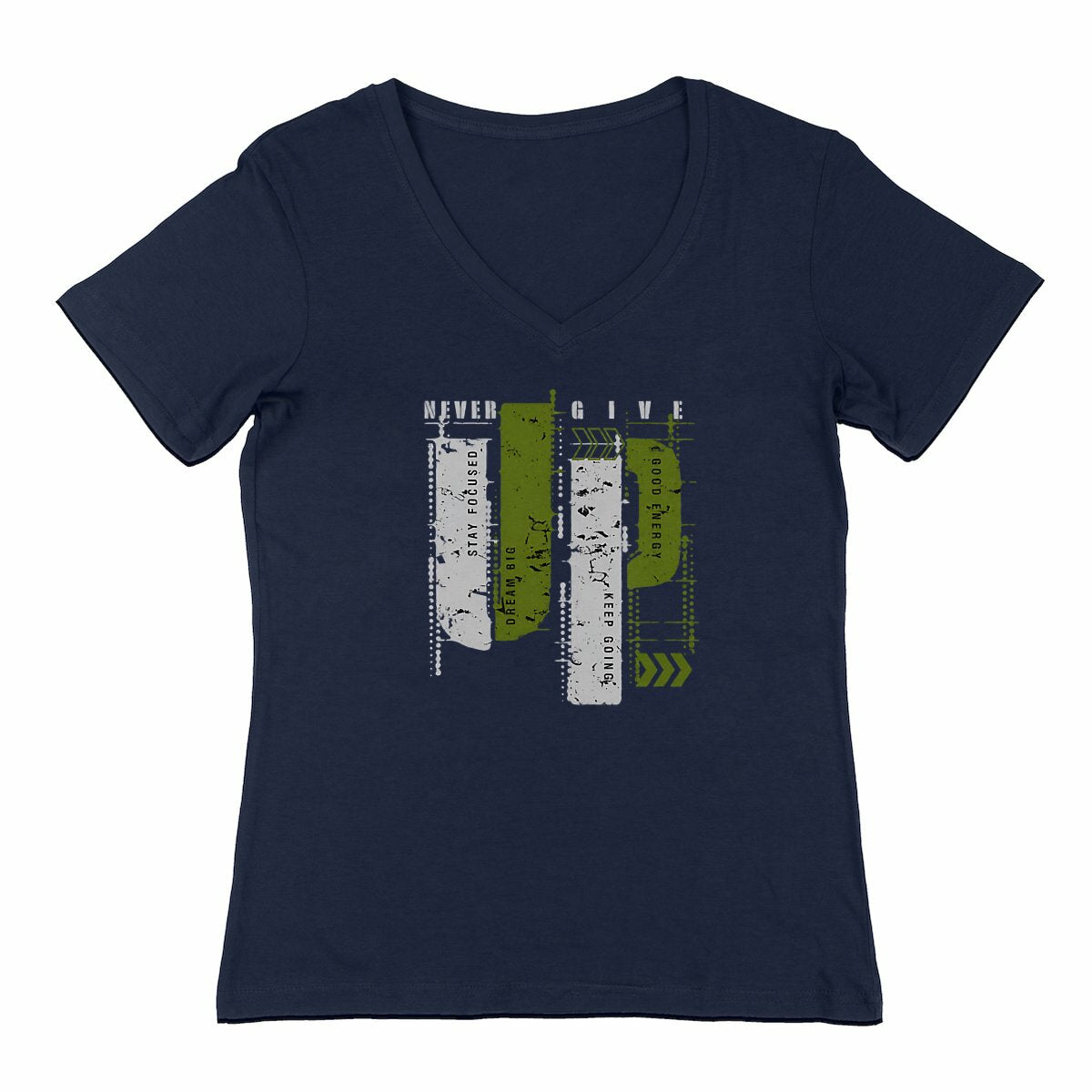 T-shirt Femme Col V en Gris et Vert Olive : Élégance Naturelle - face_0