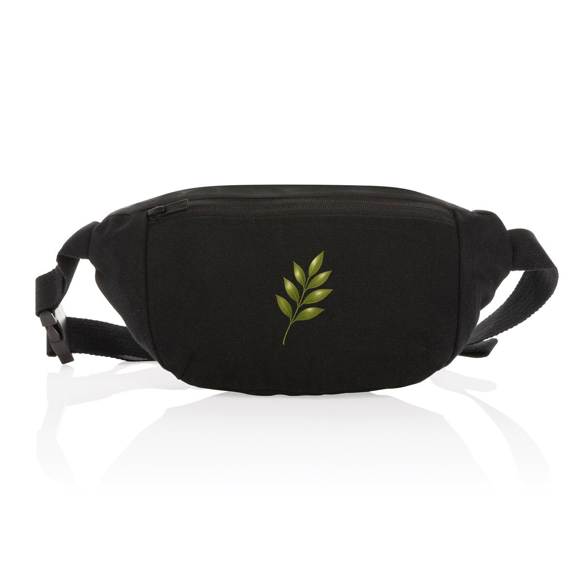 Sac banane en toile recyclée : Élégance Naturelle avec Tige et Feuilles - face_1