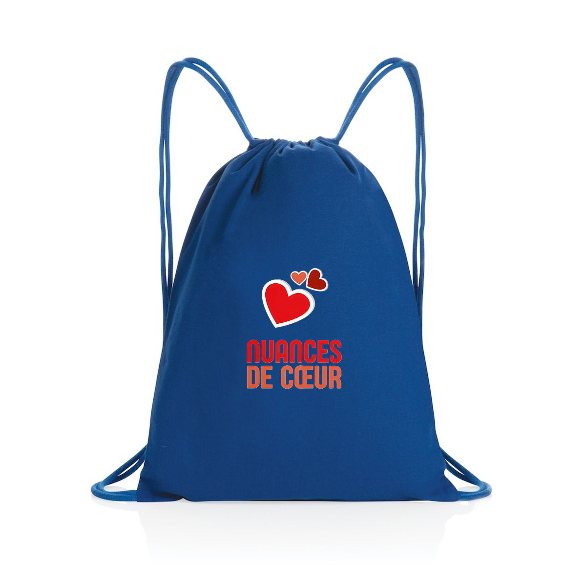 Sac à dos à cordelettes recyclé : Amour en nuances de coeurs rouges - face_1