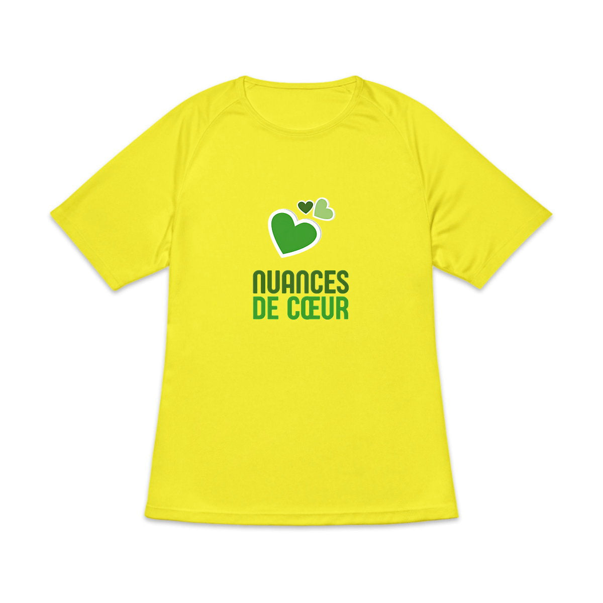 T-shirt de sport recyclé pour femme - Nuances de coeurs verts - face_1