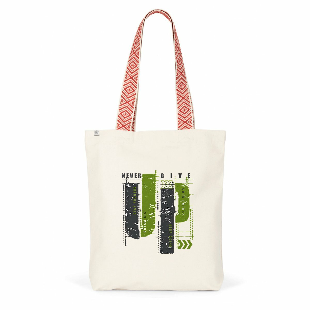 Totebag ethnique : Élégance en gris et vert olive - face_1
