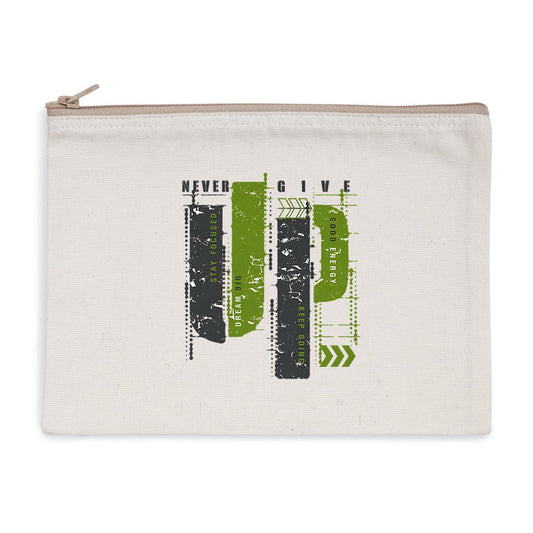 Pochette zippée recyclée : Élégance en gris et vert olive - face_1
