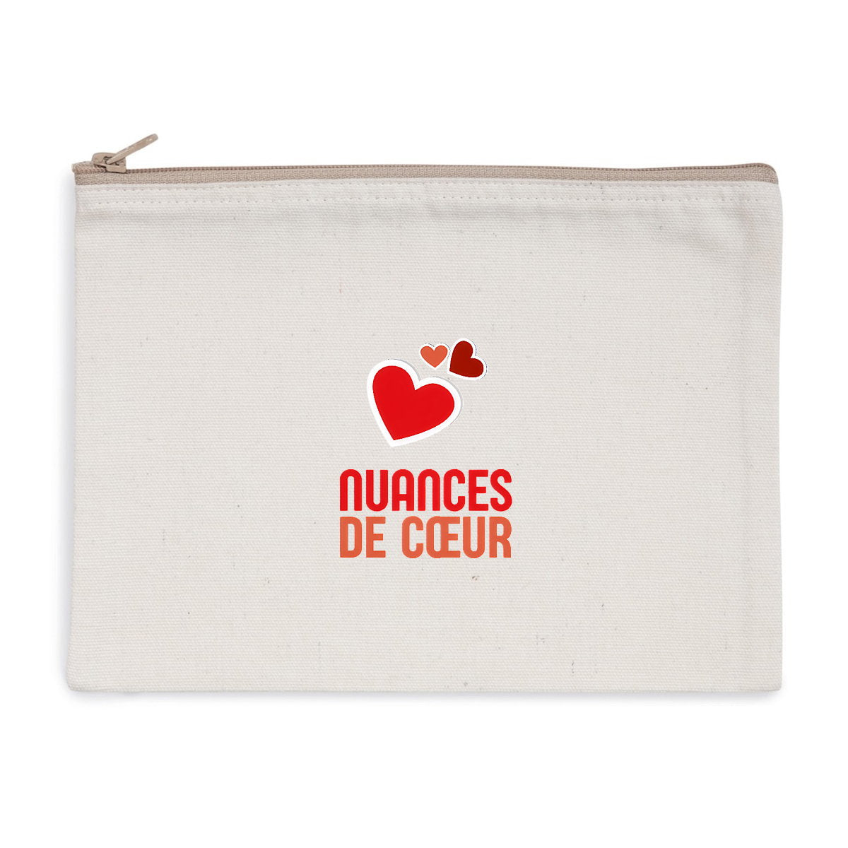 Pochette zippée recyclée - Élégance des nuances de coeurs rouges - face_1