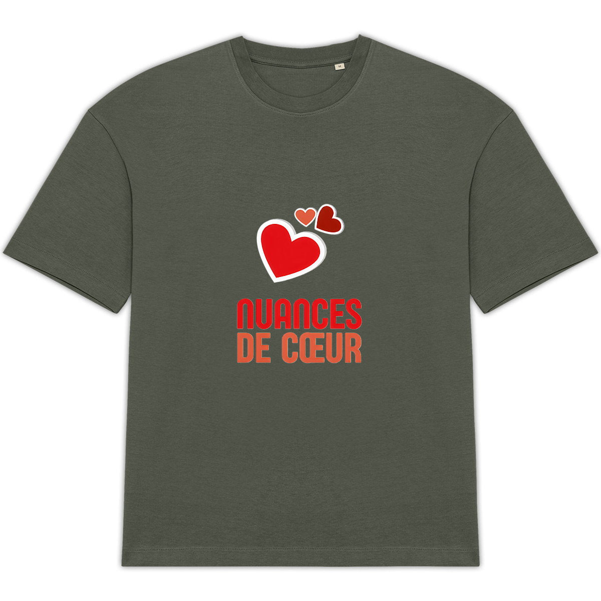 T-shirt Unisexe Oversized : Amour en Nuances de Coeurs Rouges - face_1