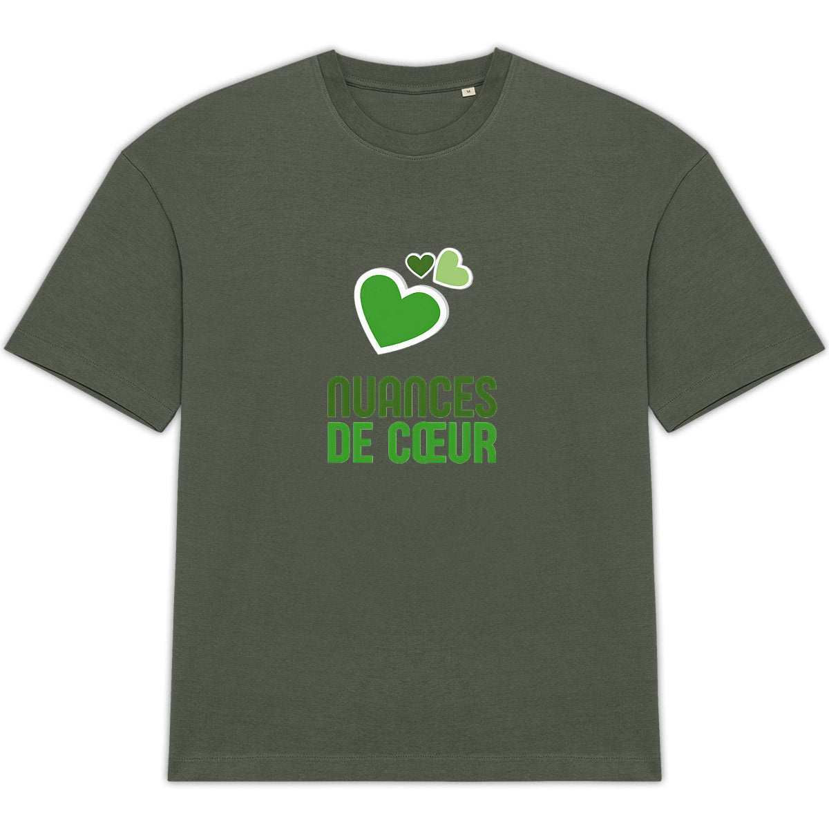 T-shirt Unisexe Oversized - Éclat de Coeurs Verts - face_1