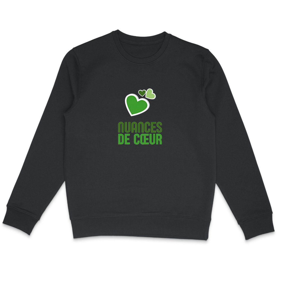 Sweat-shirt Léger Unisexe : Amour en Nuances de Coeurs Verts - face_1