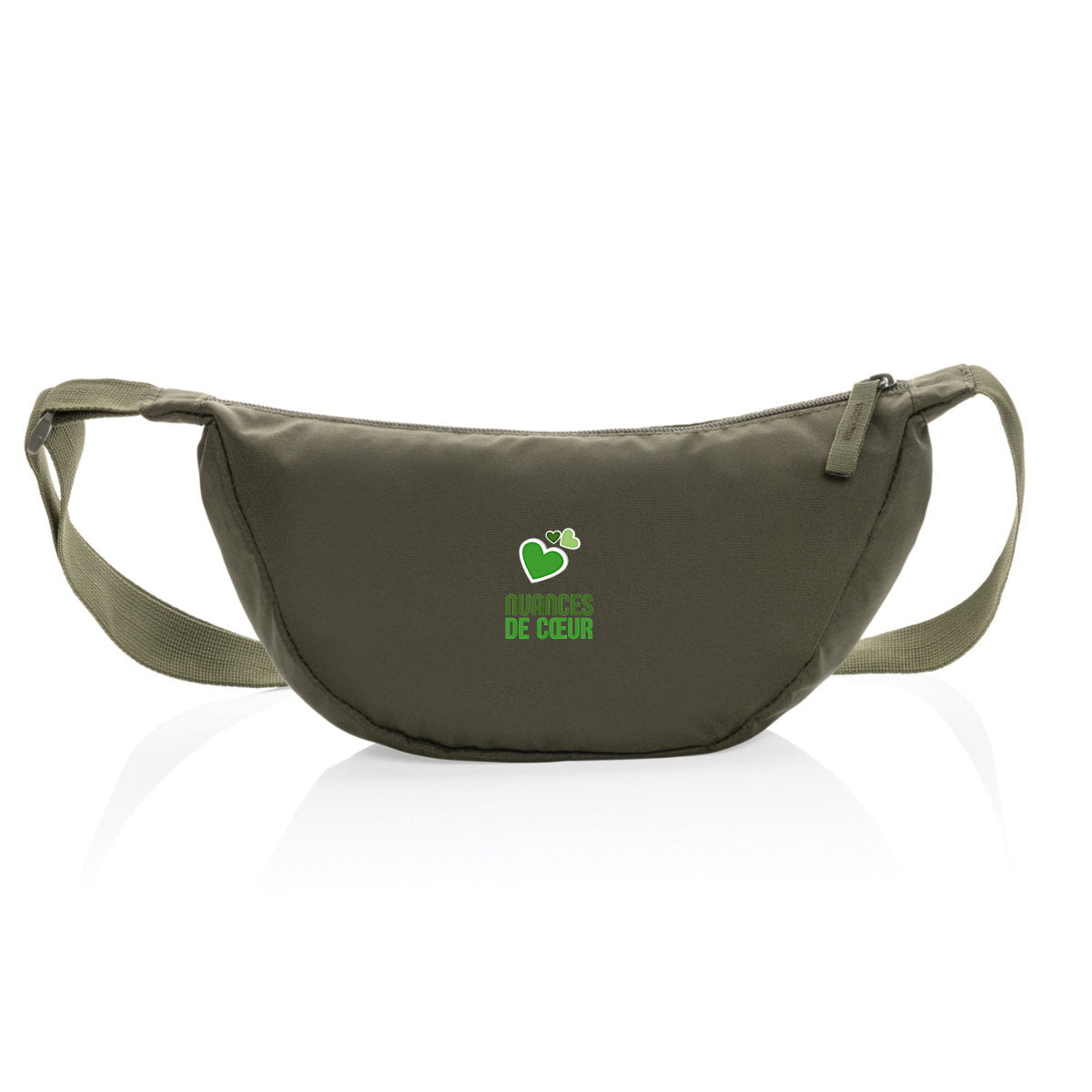 Sac banane en polyester recyclé - Coeurs verts tendance - face_1