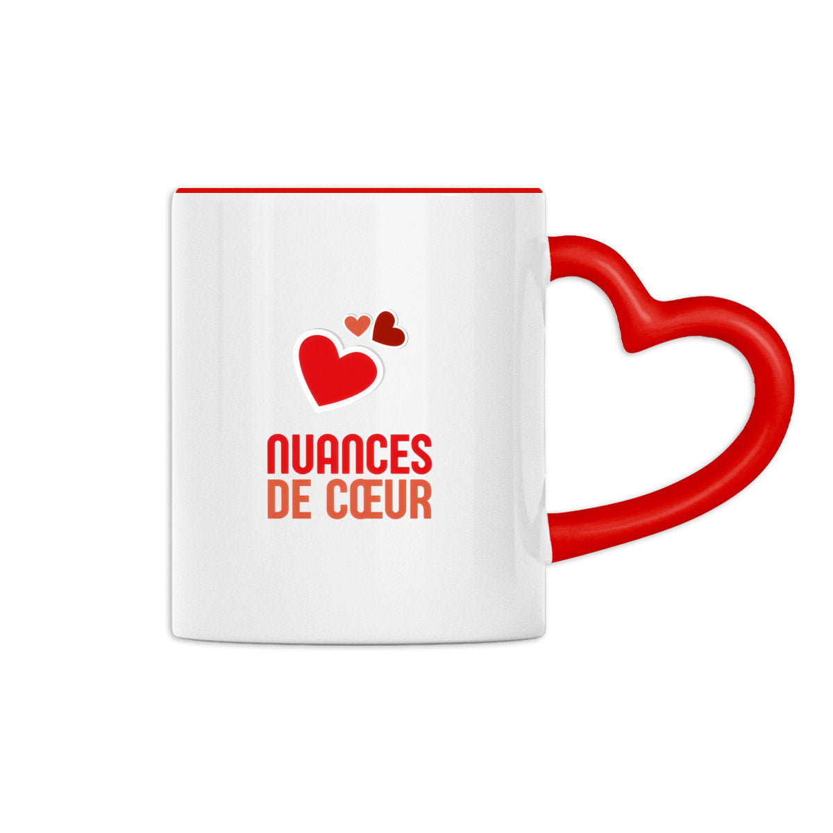 Mug à anse en forme de coeur : Un amour en nuances de rouge - face_1