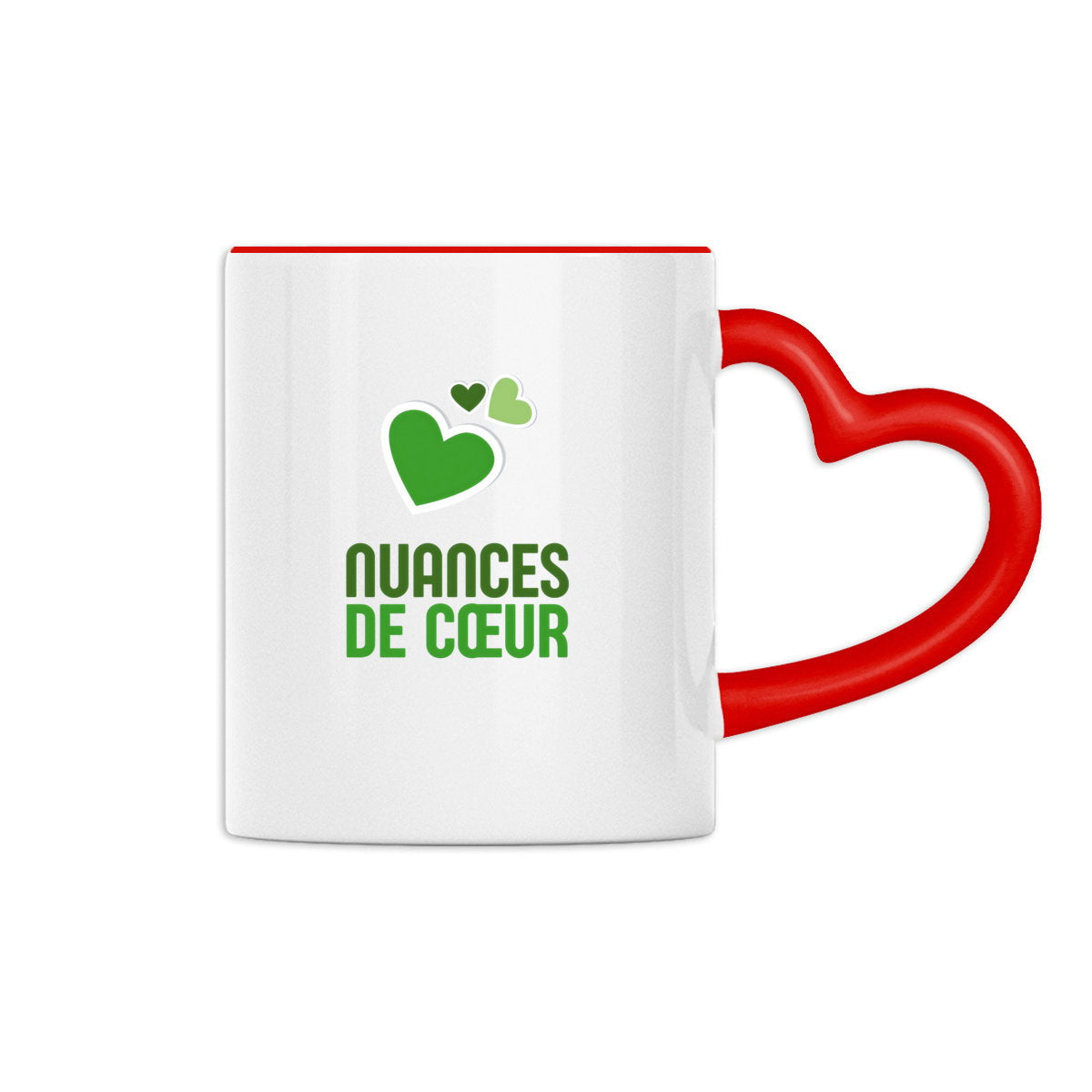 Mug à anse en forme de coeur : Éclats de Coeurs Verts - face_1