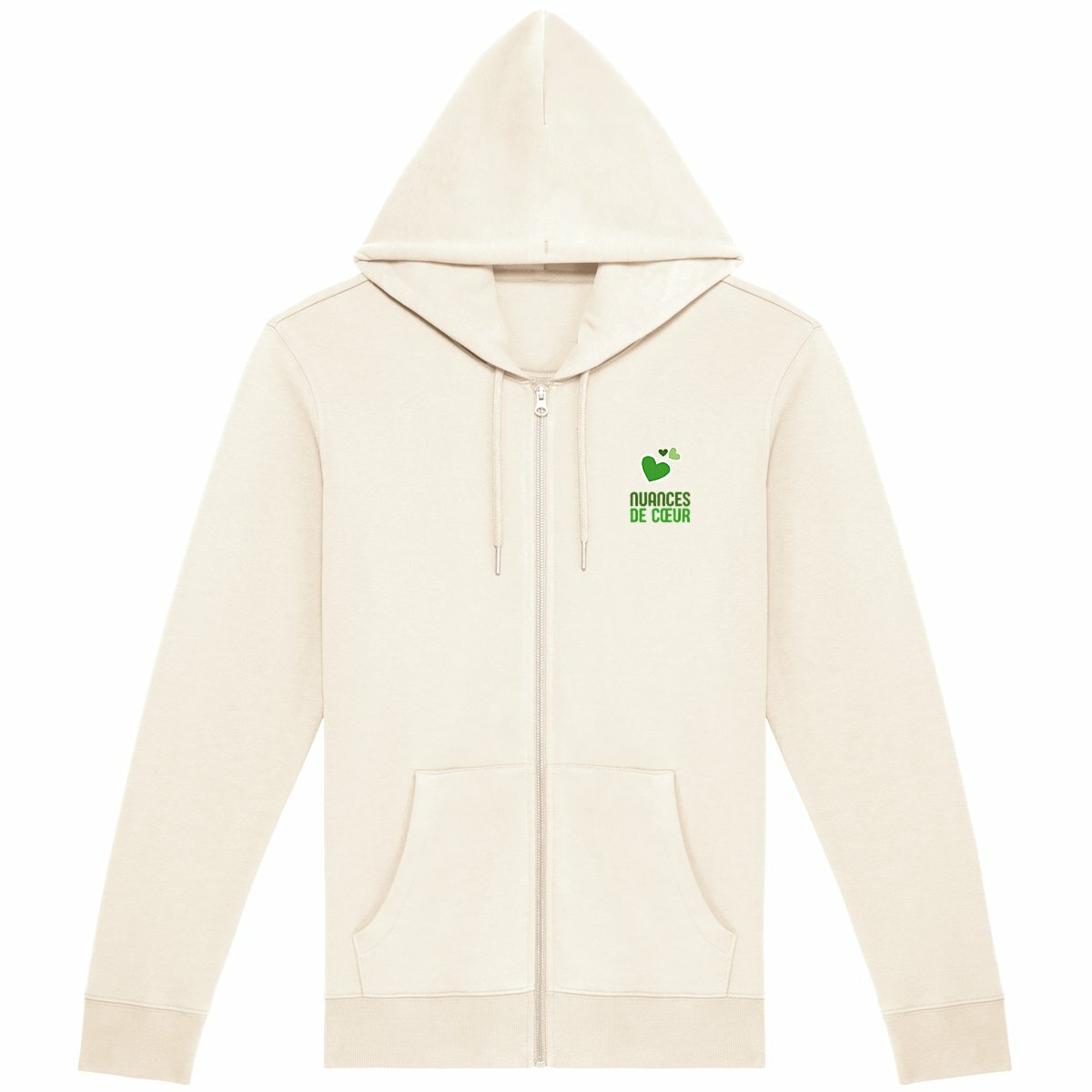 Sweat à capuche zippé unisexe - Amour en nuances de verts - face_1