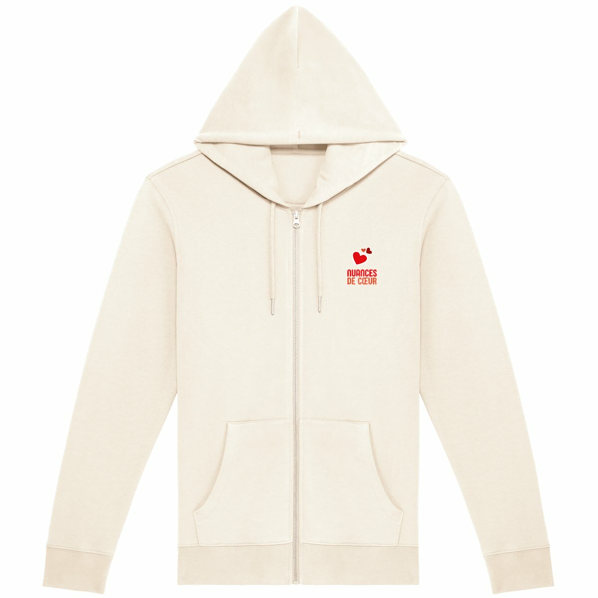 Sweat à capuche zippé unisexe - Amour en nuances de coeurs rouges - face_1