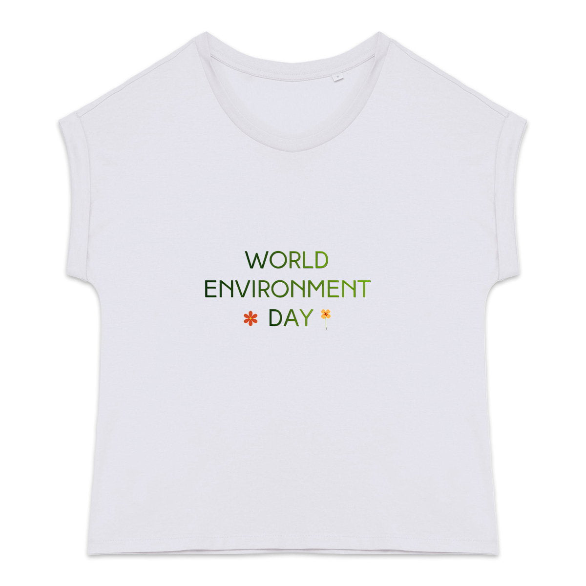 T-shirt femme biologique manches à revers - Célébrez la Journée de l'Environnement - face_1