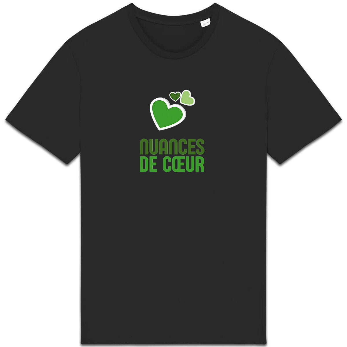 T-shirt Unisexe épais avec nuances de coeur vert - face_1