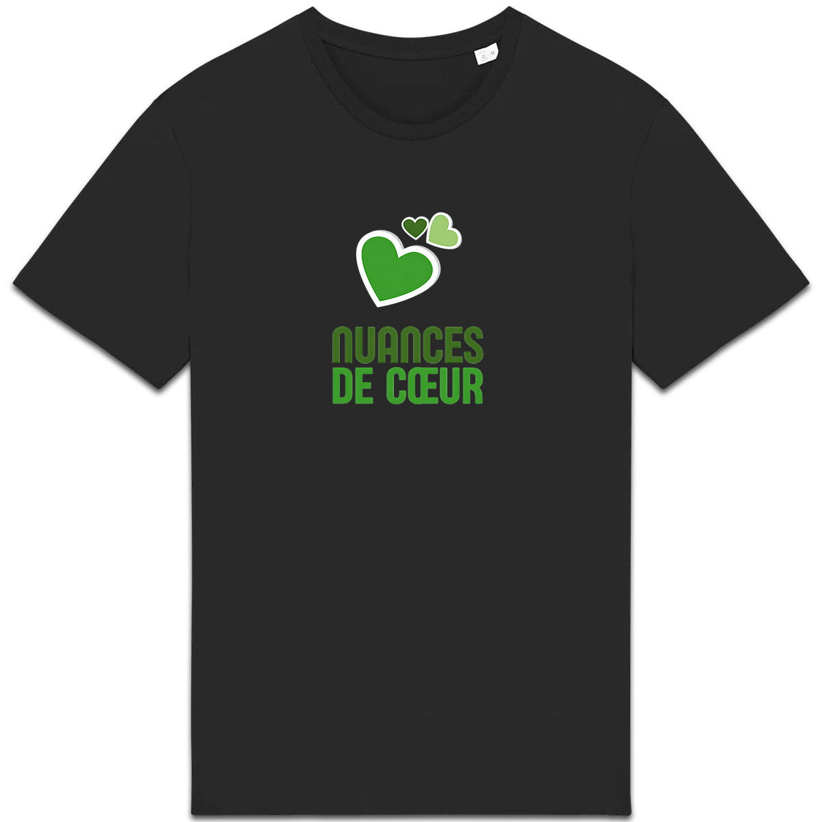 T-shirt Unisexe épais - Nuances de coeurs verts pour un style unique - face_1