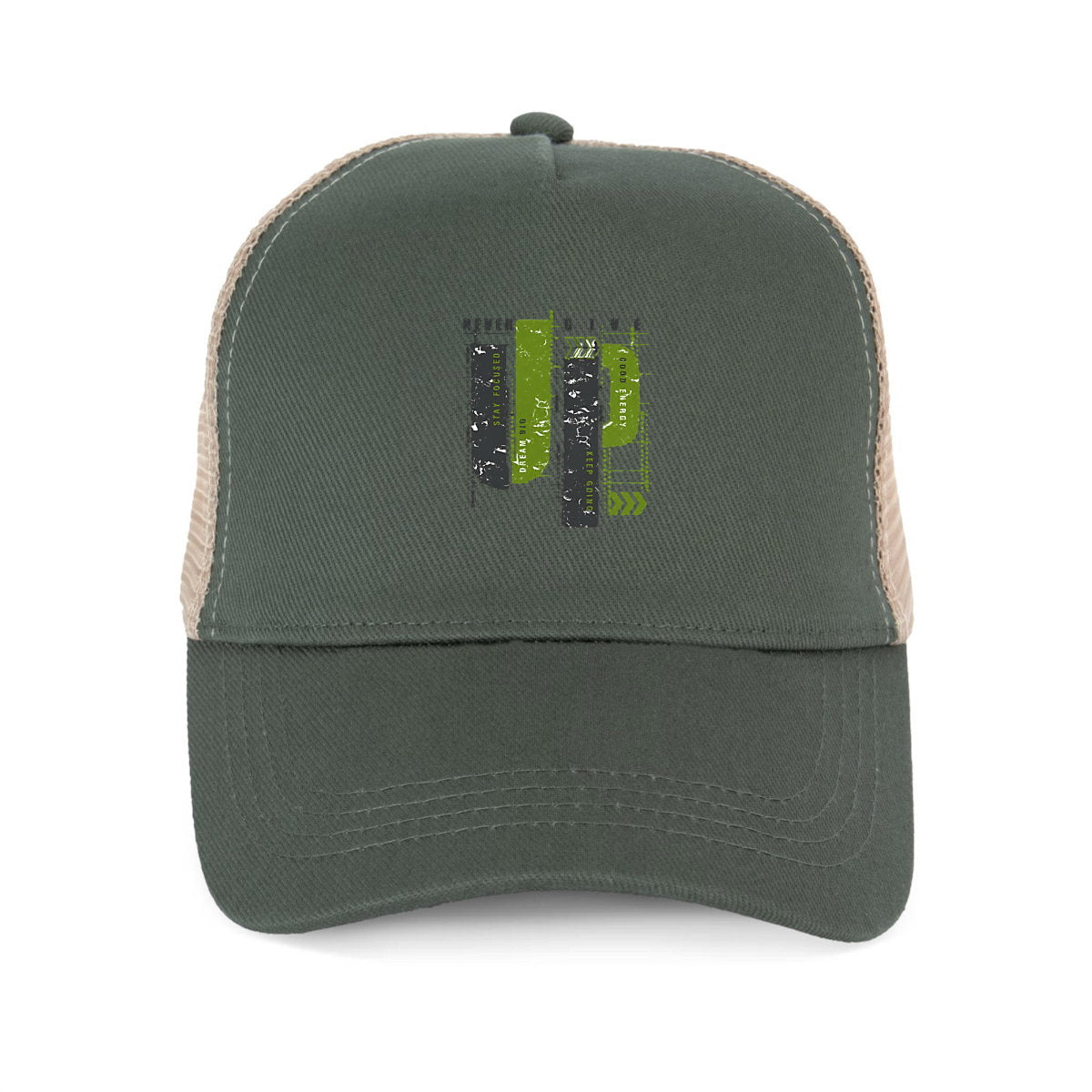Casquette Trucker écoresponsable : Élégance en gris et vert olive - face_2