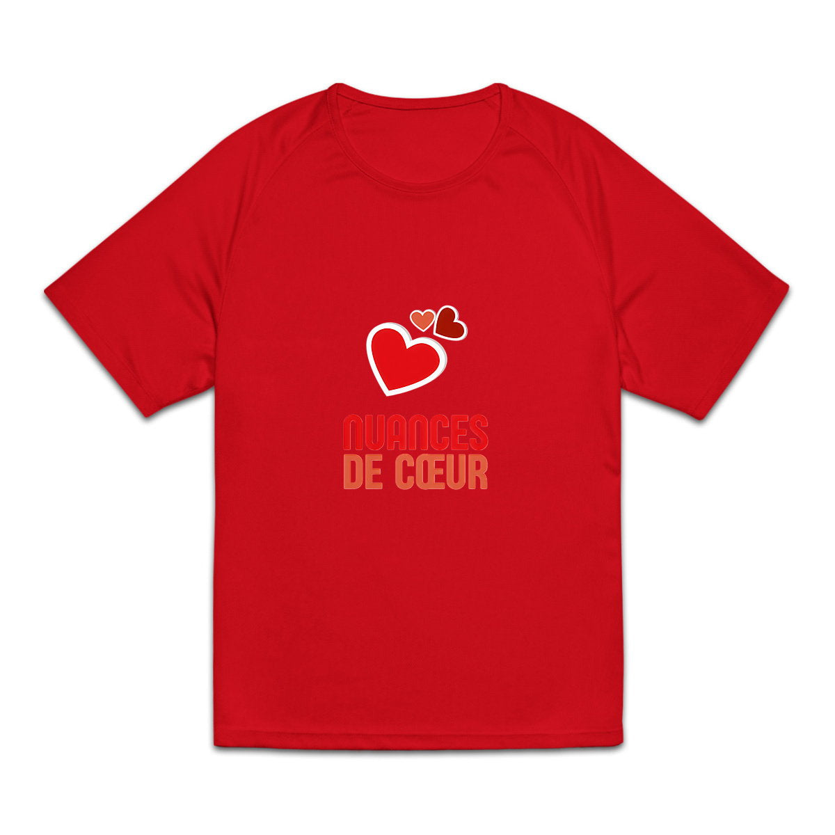 T-shirt de sport recyclé pour homme avec nuances de coeurs rouges - face_2