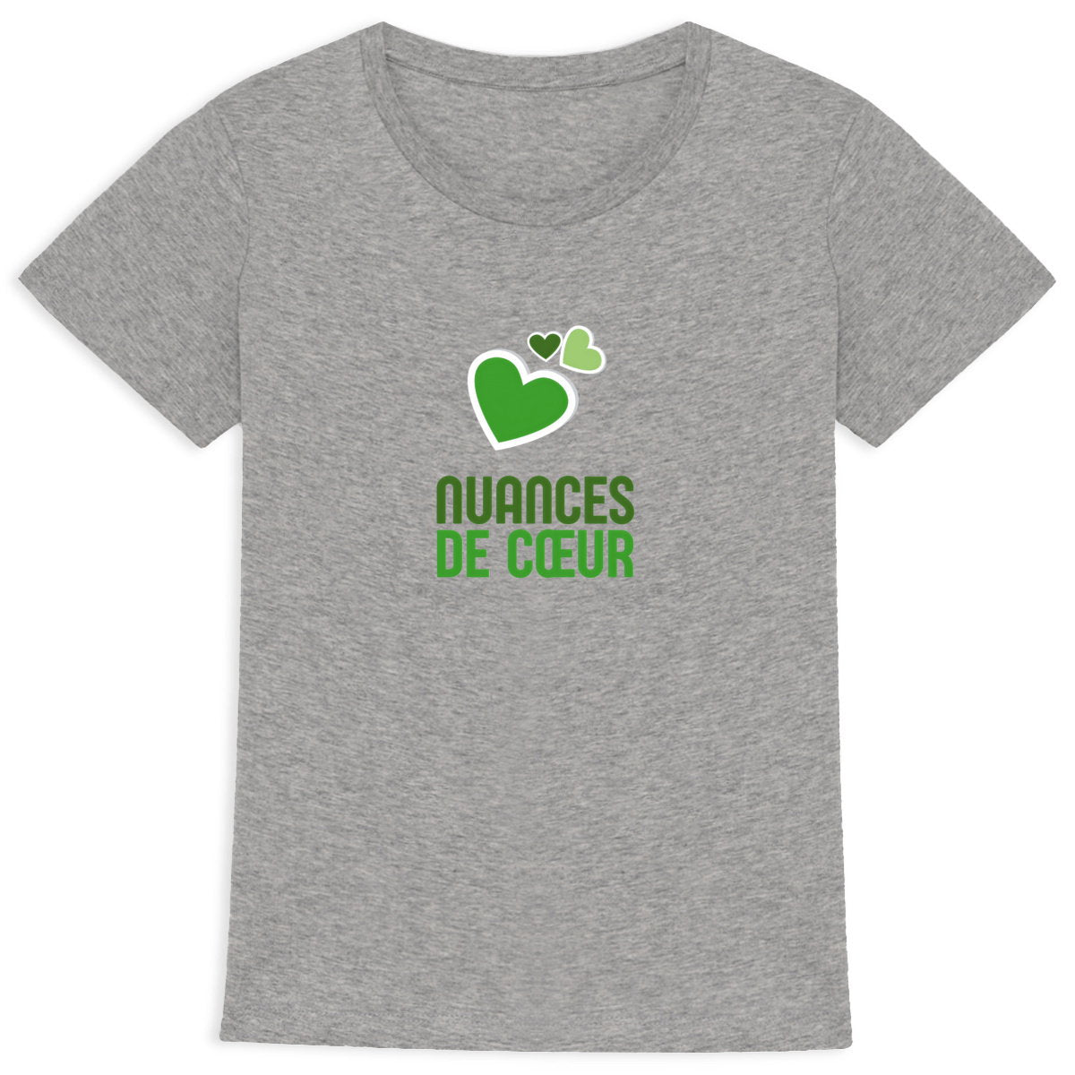T-shirt Femme Epais : Nuances de Coeurs Verts pour un Style Unique - face_2