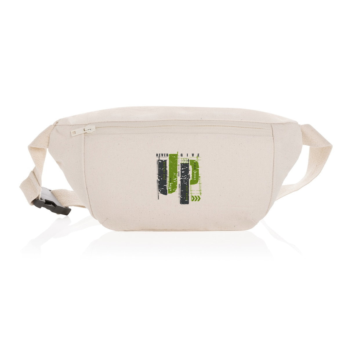 Sac banane en toile recyclée : Élégance gris et vert olive - face_2
