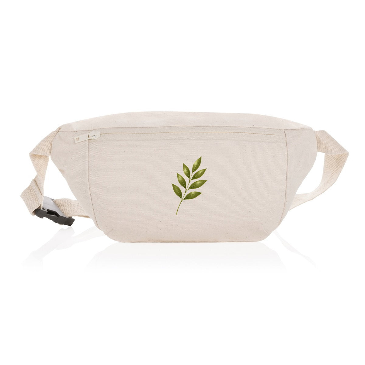 Sac banane en toile recyclée : Élégance Naturelle avec Tige et Feuilles - face_2