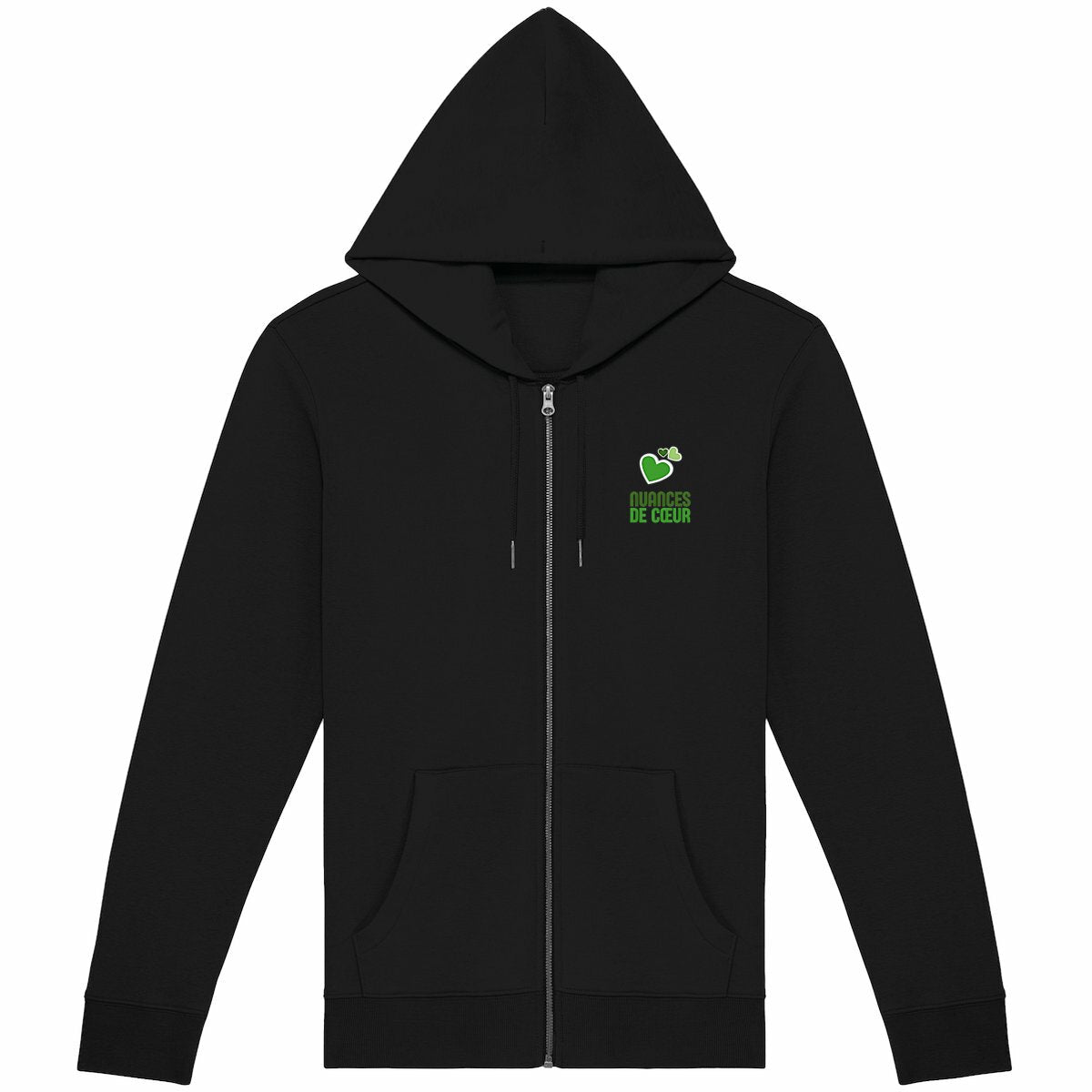 Sweat à capuche zippé unisexe - Amour en nuances de verts - face_2
