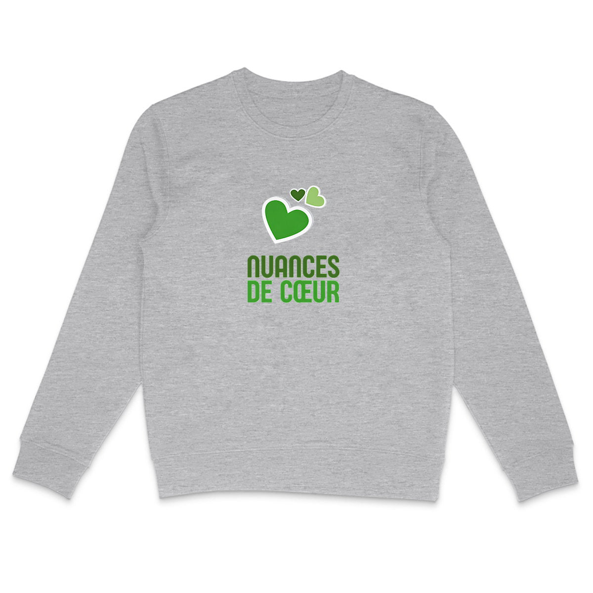 Sweat-shirt Léger Unisexe : Amour en Nuances de Coeurs Verts - face_2