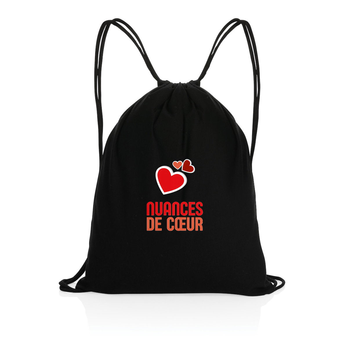 Sac à dos à cordelettes recyclé : Amour en nuances de coeurs rouges - face_2