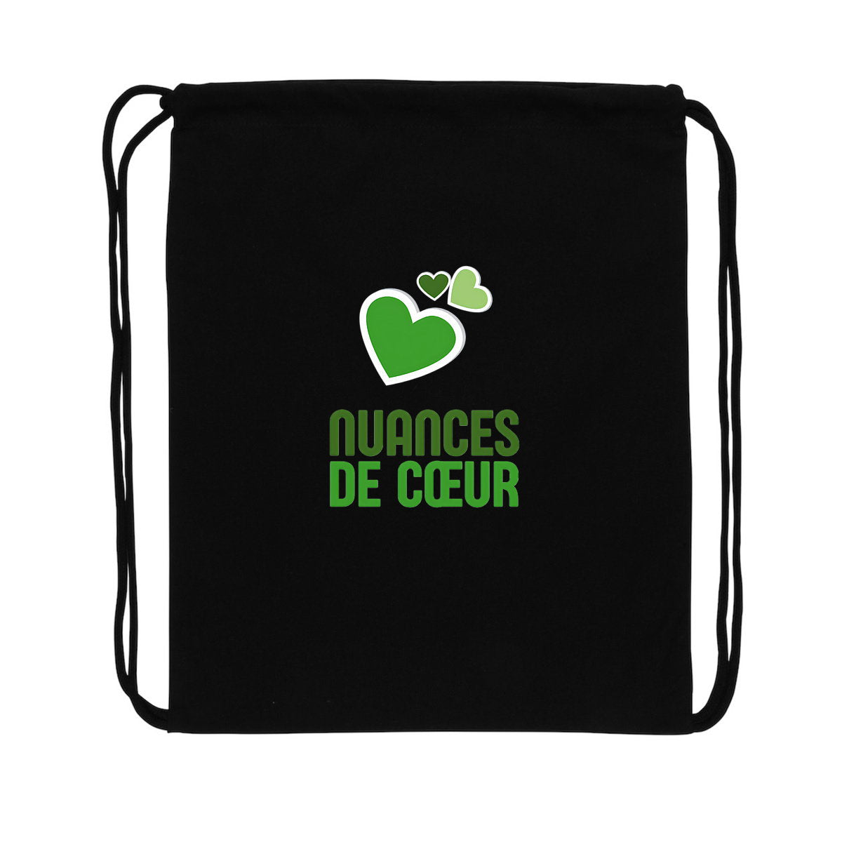 Sac à dos à cordelettes recyclé : Amour en nuances de verts - face_2