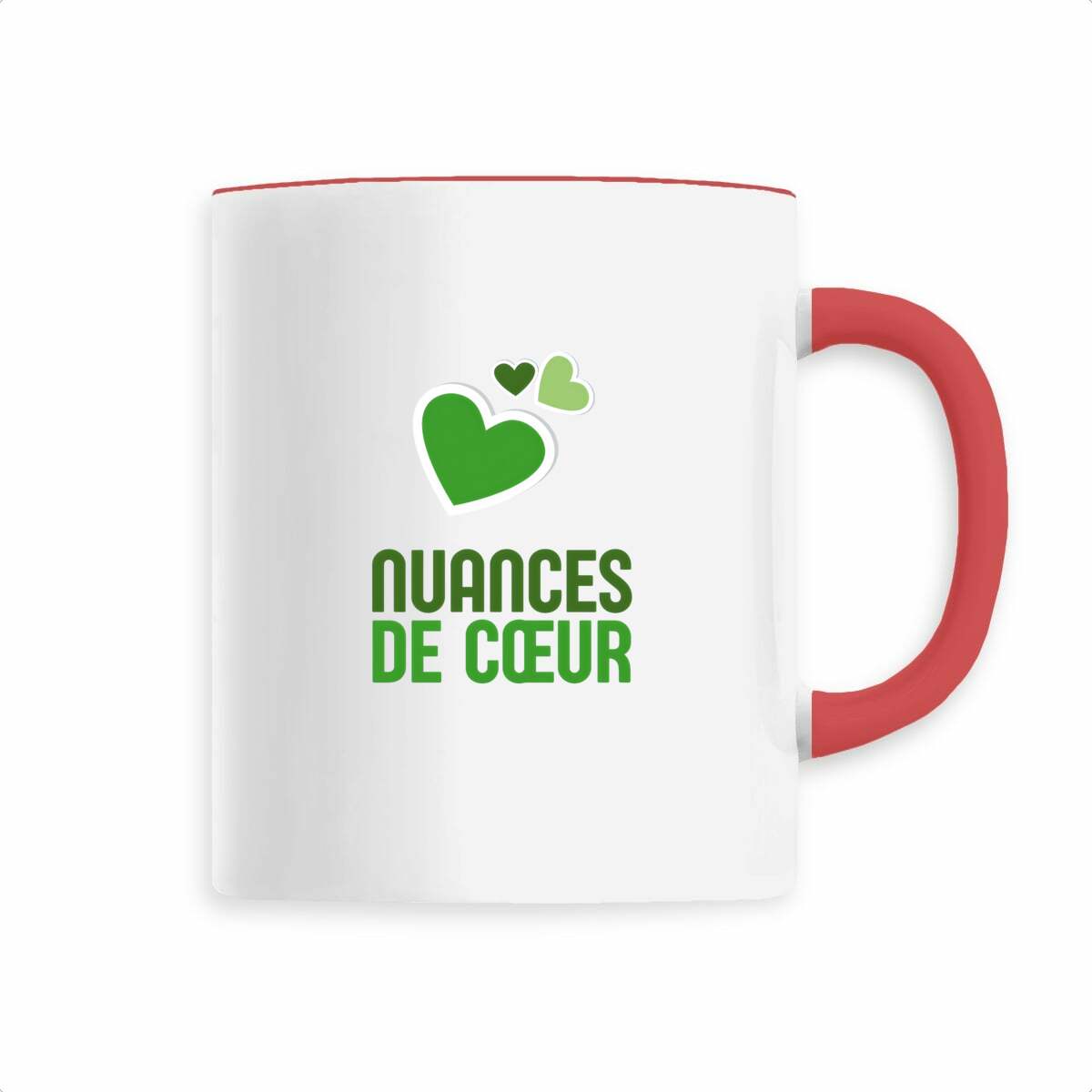 Mug céramique - Amour en nuances de coeurs verts - face_2