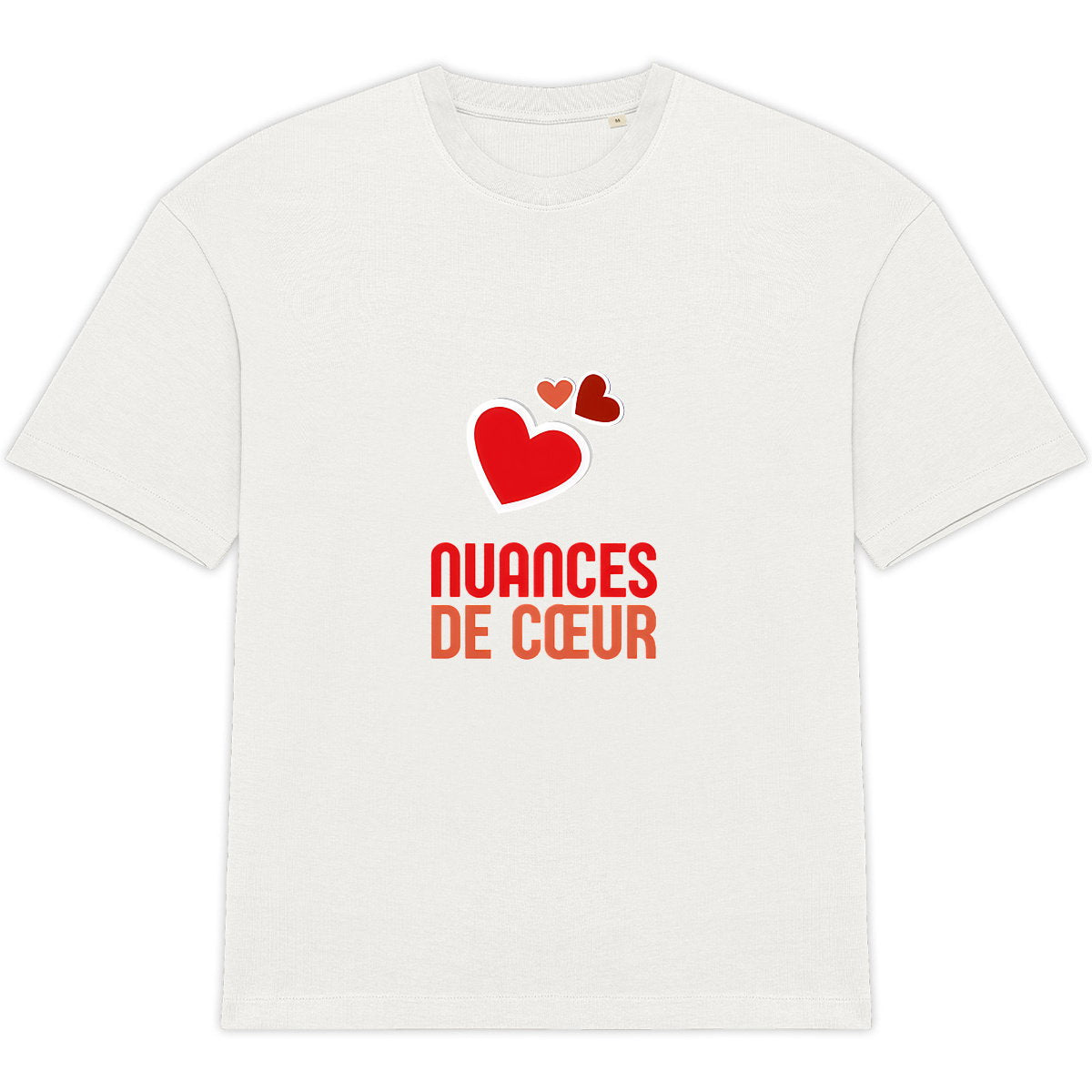 T-shirt Unisexe Oversized : Amour en Nuances de Coeurs Rouges - face_2