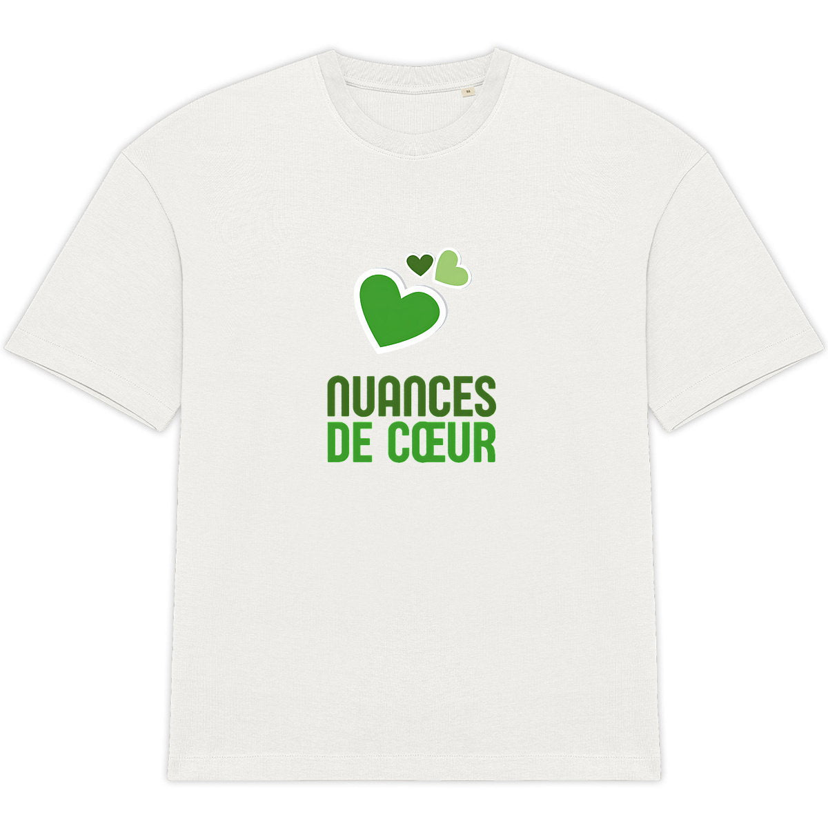 T-shirt Unisexe Oversized - Éclat de Coeurs Verts - face_2