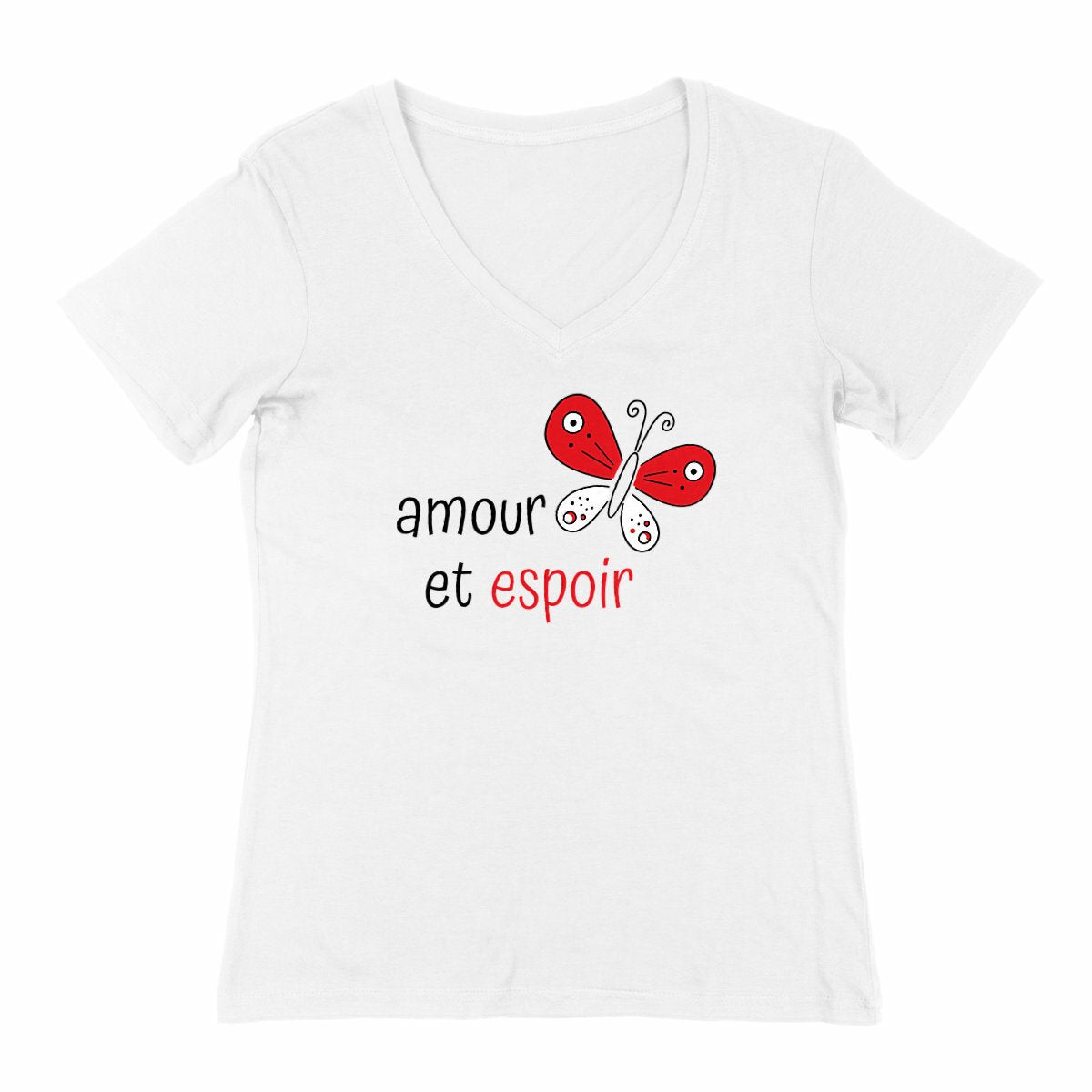 T-shirt Femme Col V : Amour et Espoir en Chaque Couture - face_2