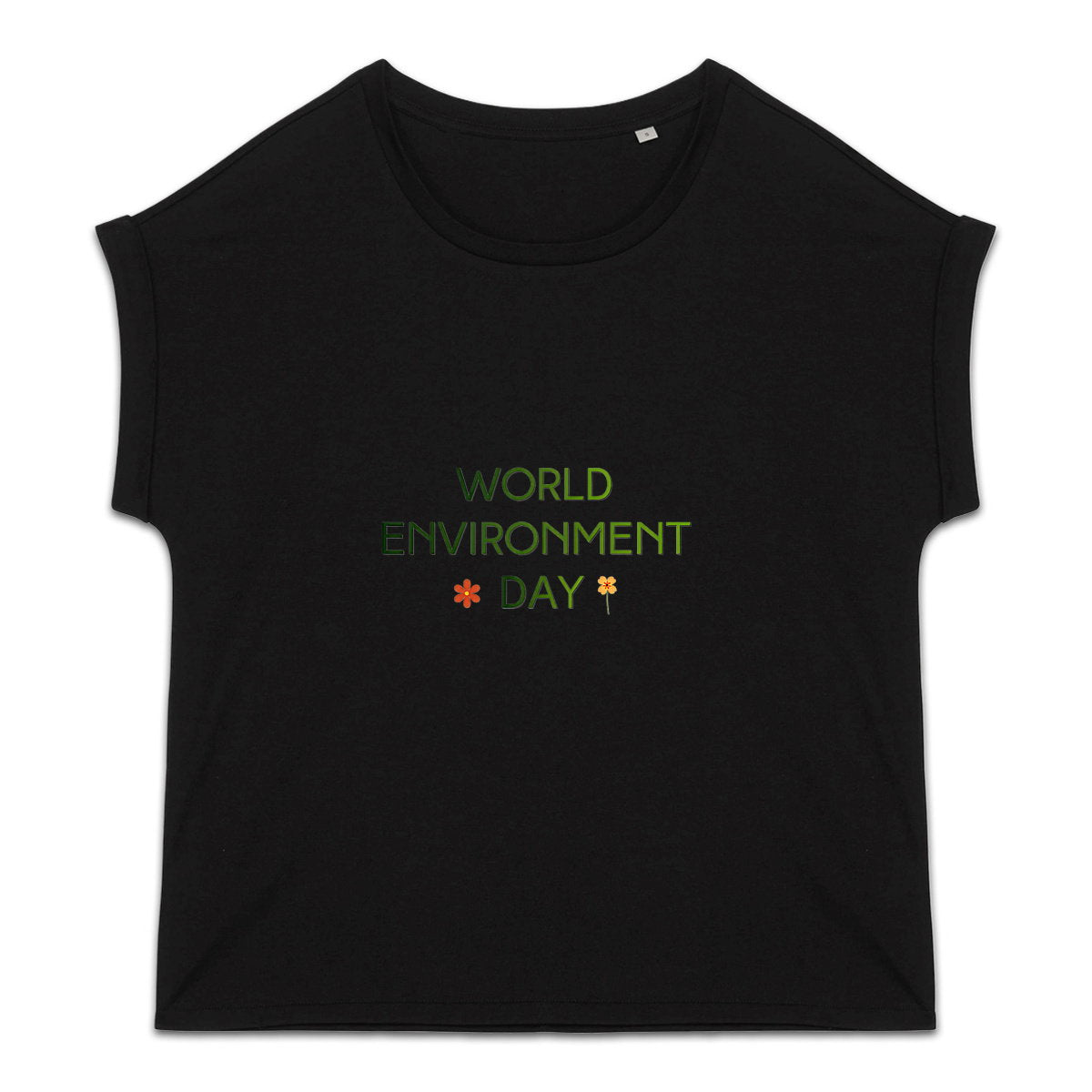 T-shirt femme biologique manches à revers - Célébrez la Journée de l'Environnement - face_2
