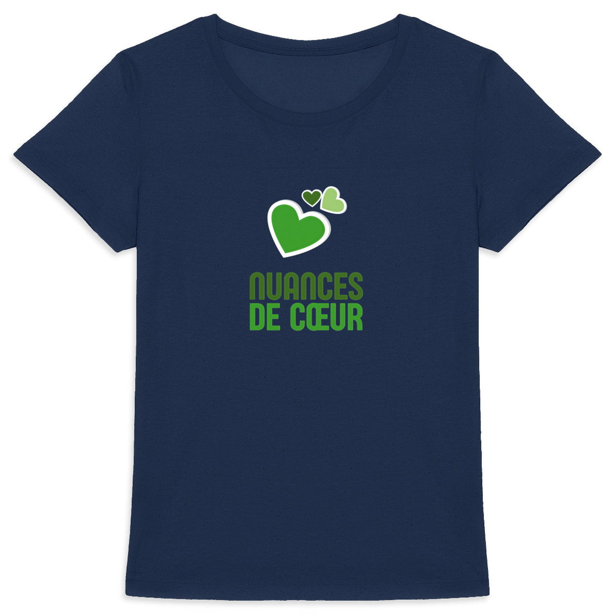 T-shirt Femme Epais : Nuances de Coeurs Verts pour un Style Unique - face_3