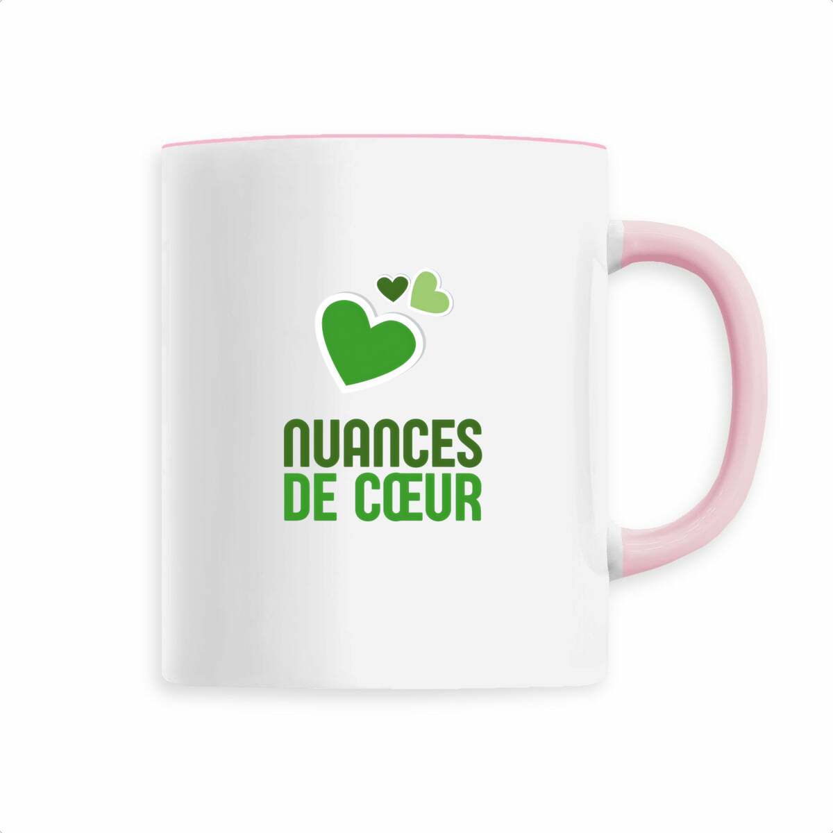 Mug céramique - Amour en nuances de coeurs verts - face_3