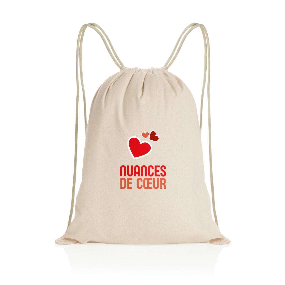 Sac à dos à cordelettes recyclé : Amour en nuances de coeurs rouges - face_3