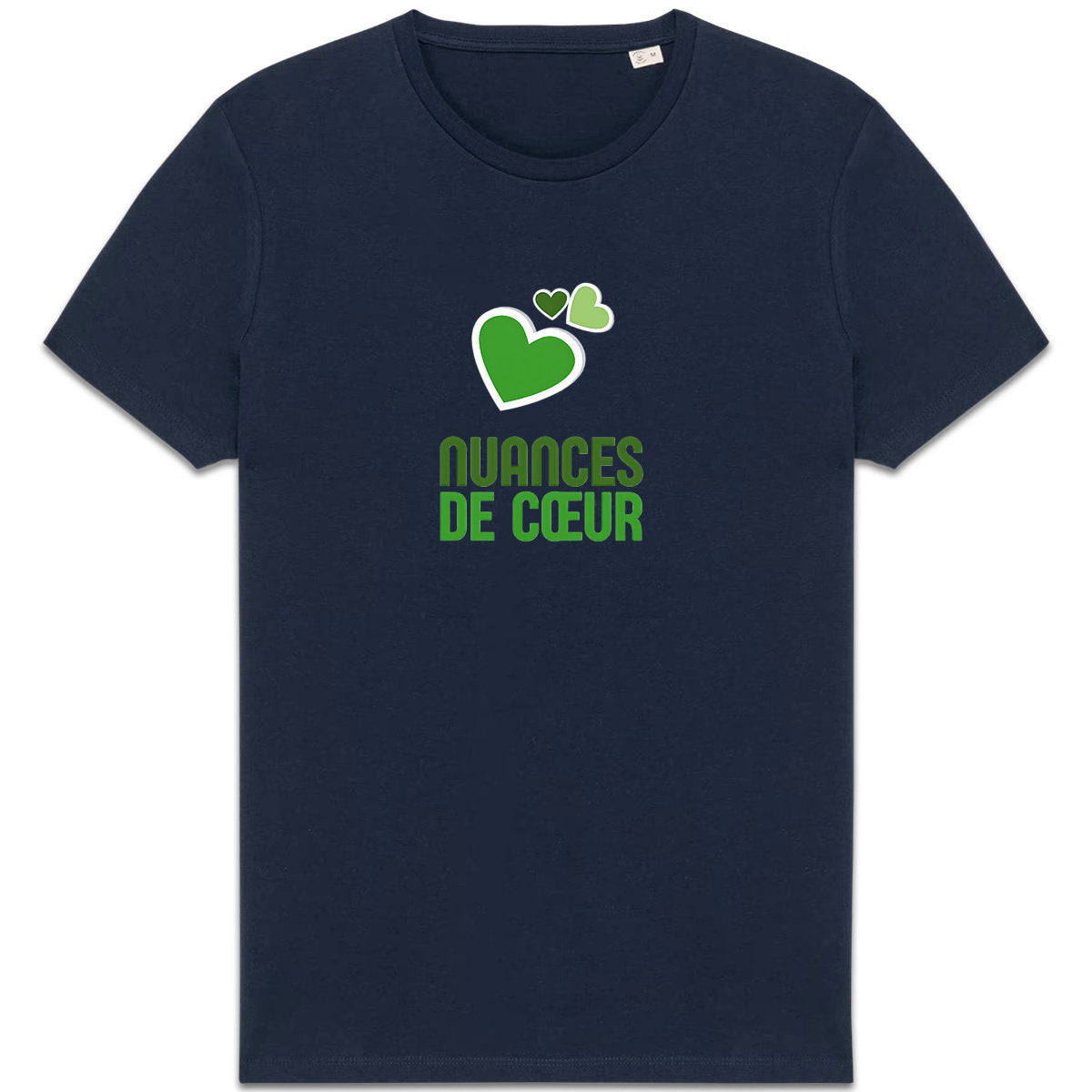 T-shirt Unisexe épais avec nuances de coeur vert - face_3