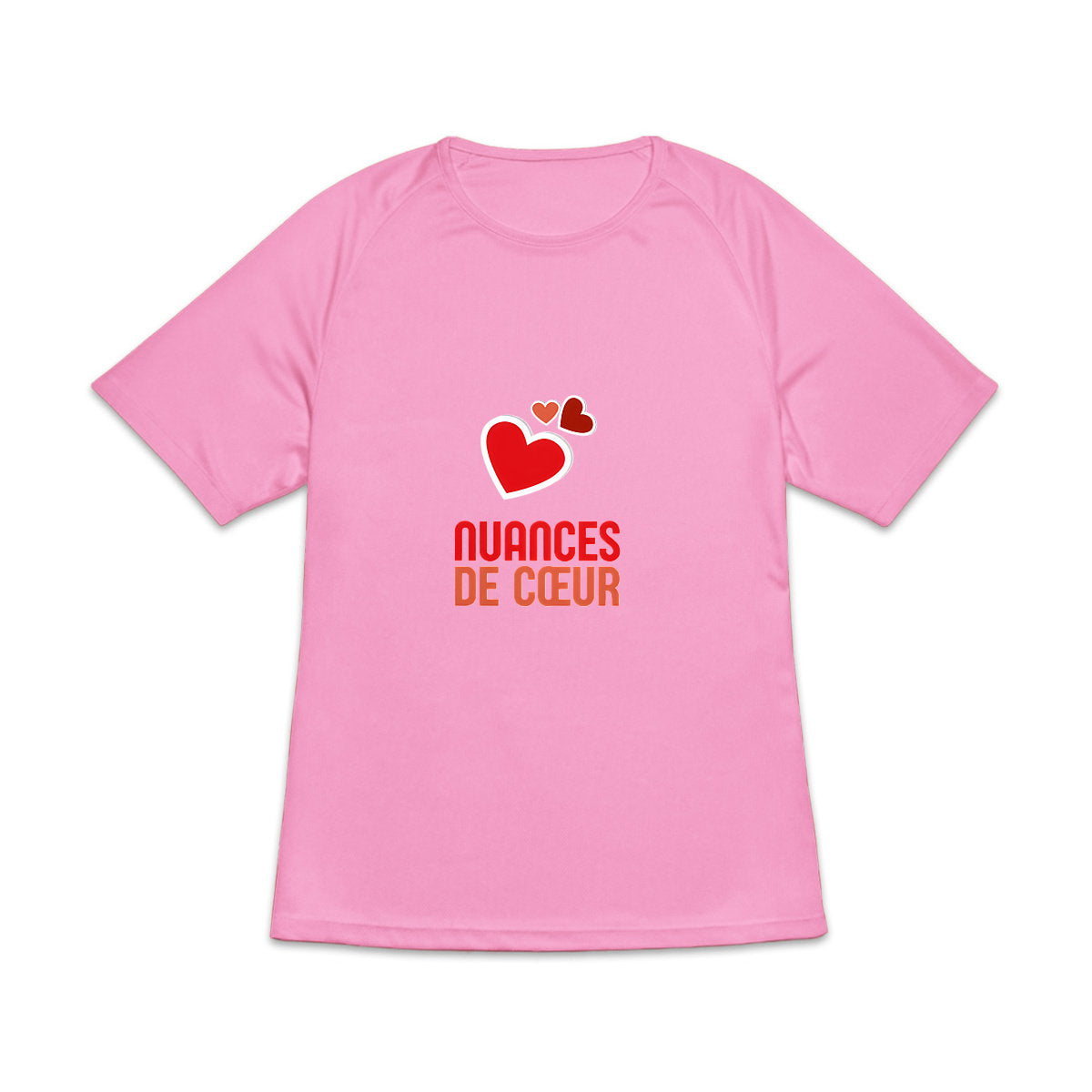 T-shirt de sport recyclé pour femme - Amour en nuances de rouges - face_3