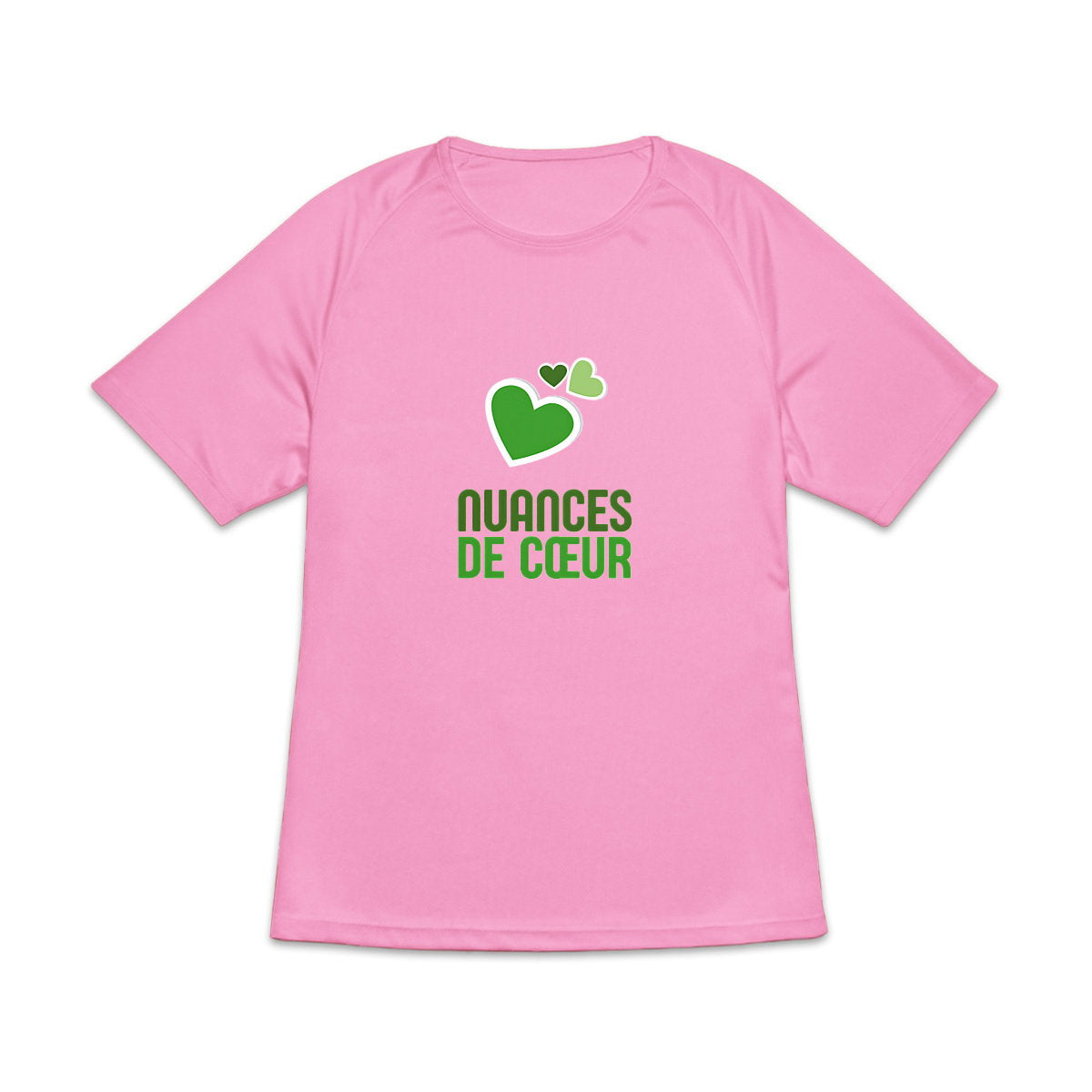 T-shirt de sport recyclé pour femme - Nuances de coeurs verts - face_3