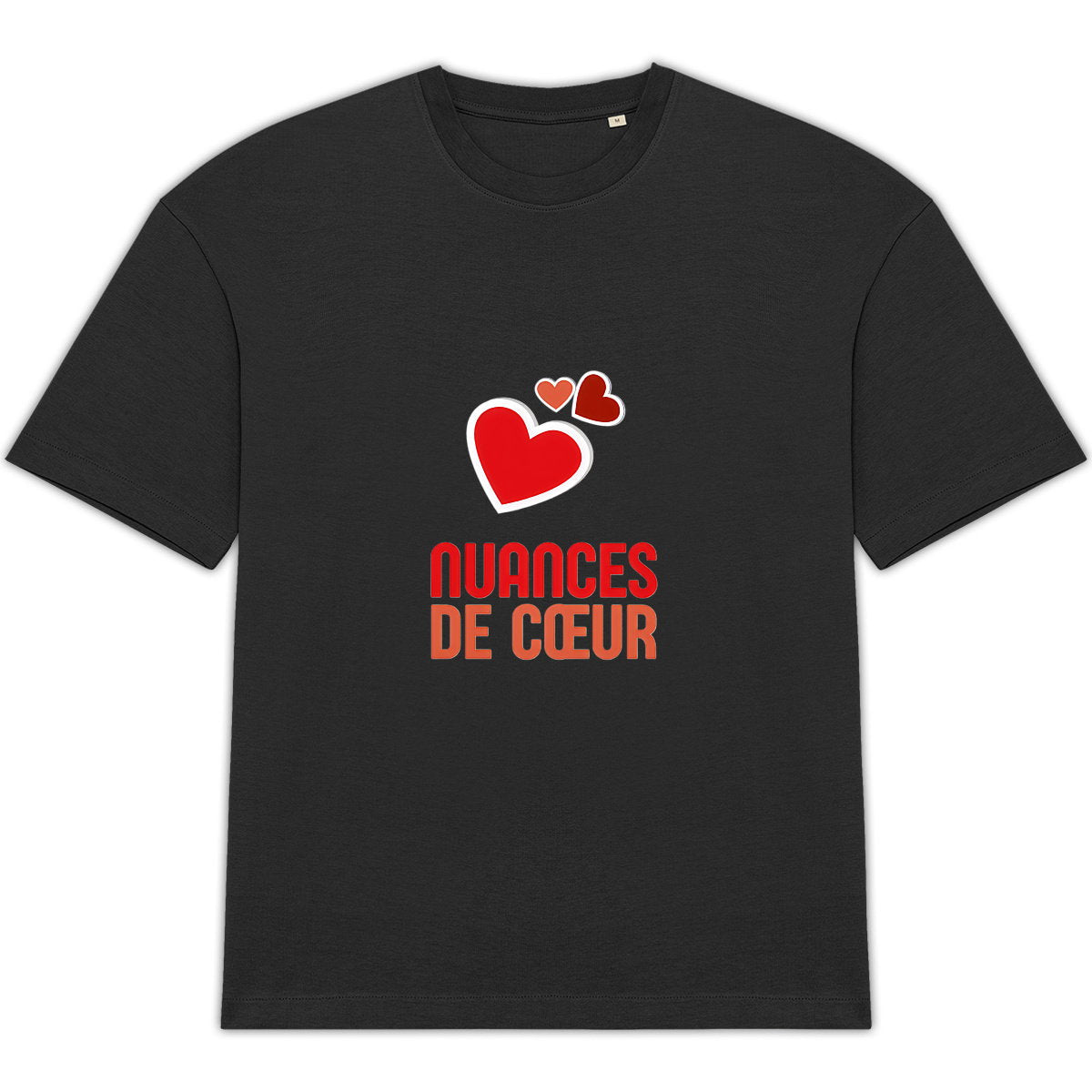 T-shirt Unisexe Oversized : Amour en Nuances de Coeurs Rouges - face_3