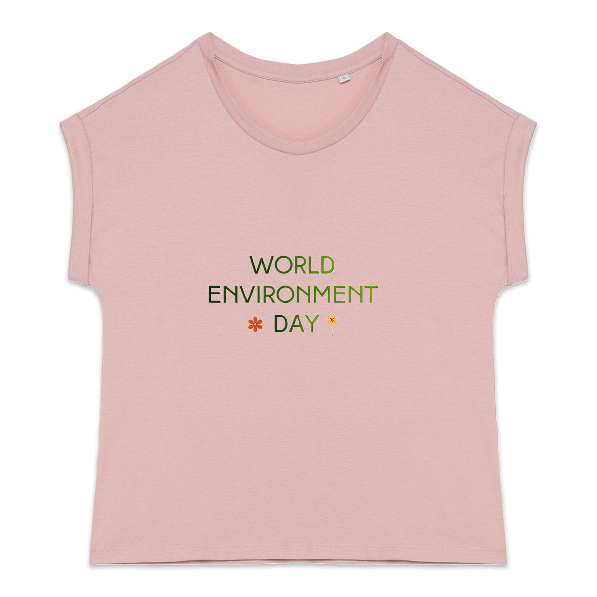 T-shirt femme biologique manches à revers - Célébrez la Journée de l'Environnement - face_3