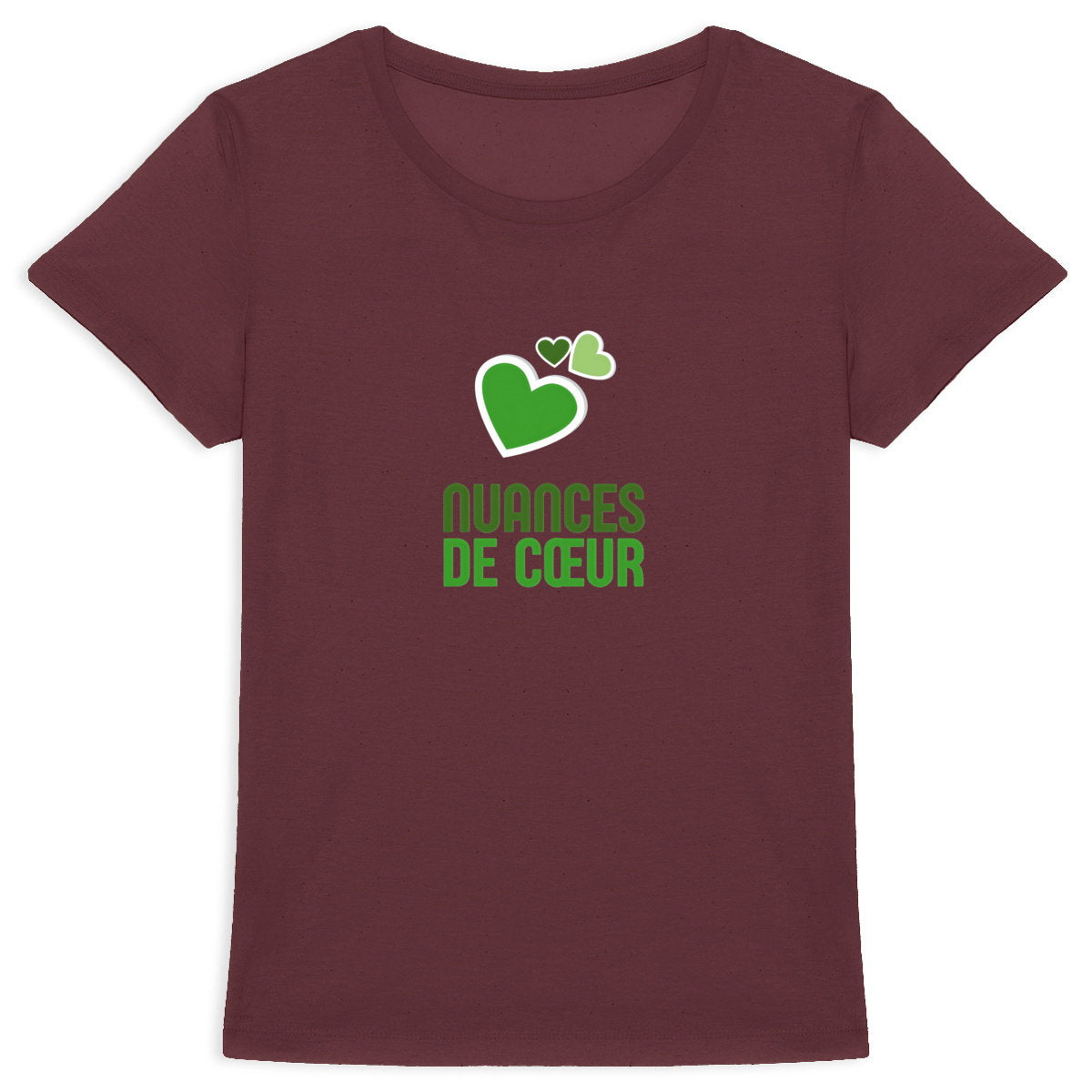 T-shirt Femme Epais : Nuances de Coeurs Verts pour un Style Unique - face_4