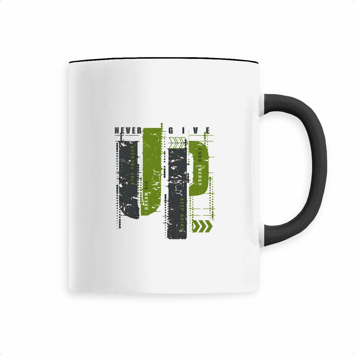 Mug céramique gris et vert olive : Élégance Naturelle - face_4