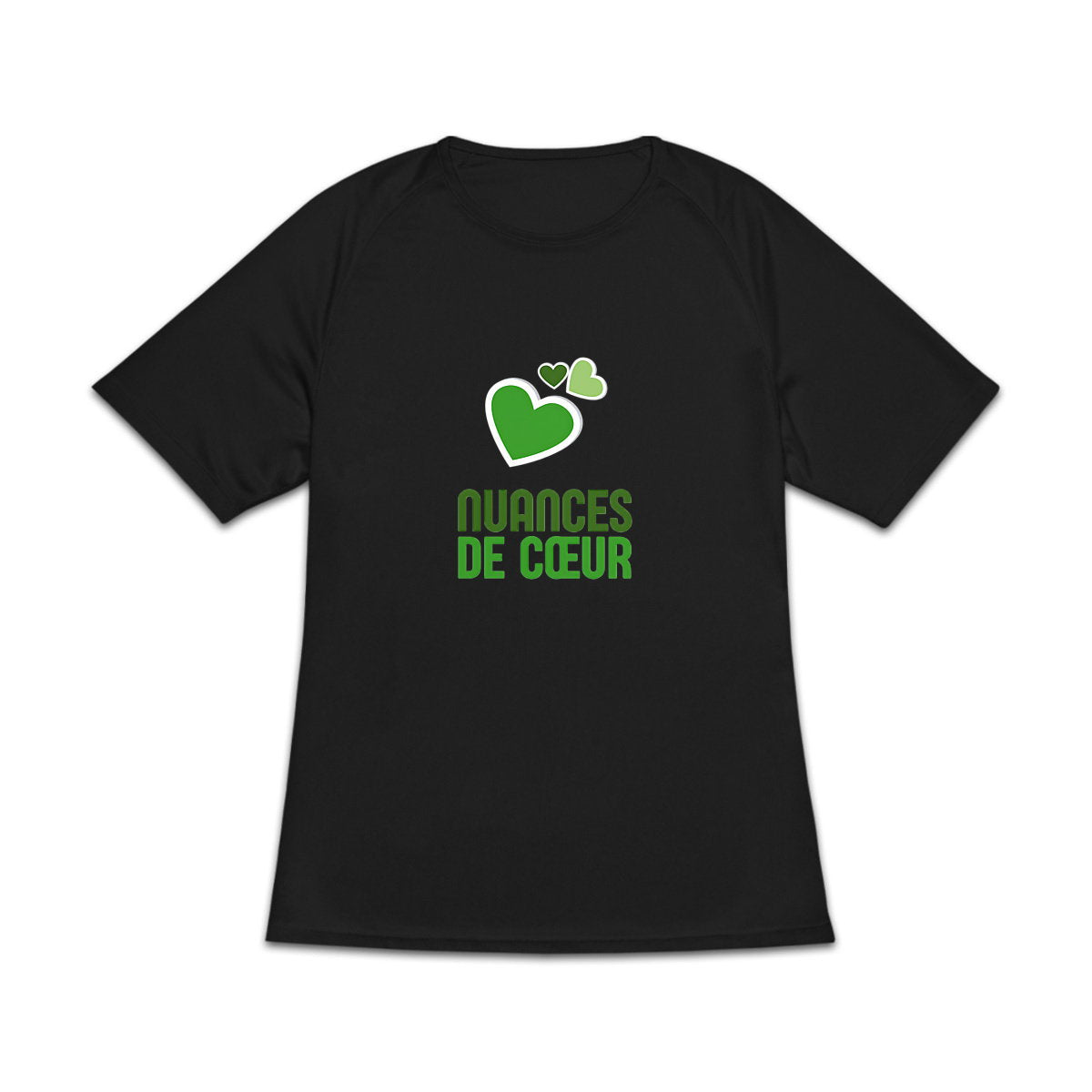 T-shirt de sport recyclé pour femme - Nuances de coeurs verts - face_4
