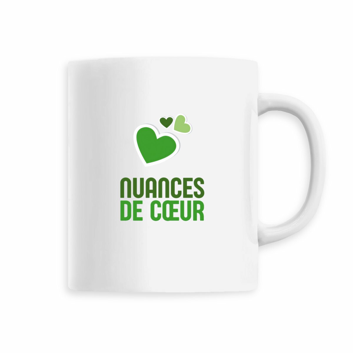 Mug céramique - Amour en nuances de coeurs verts - face_5