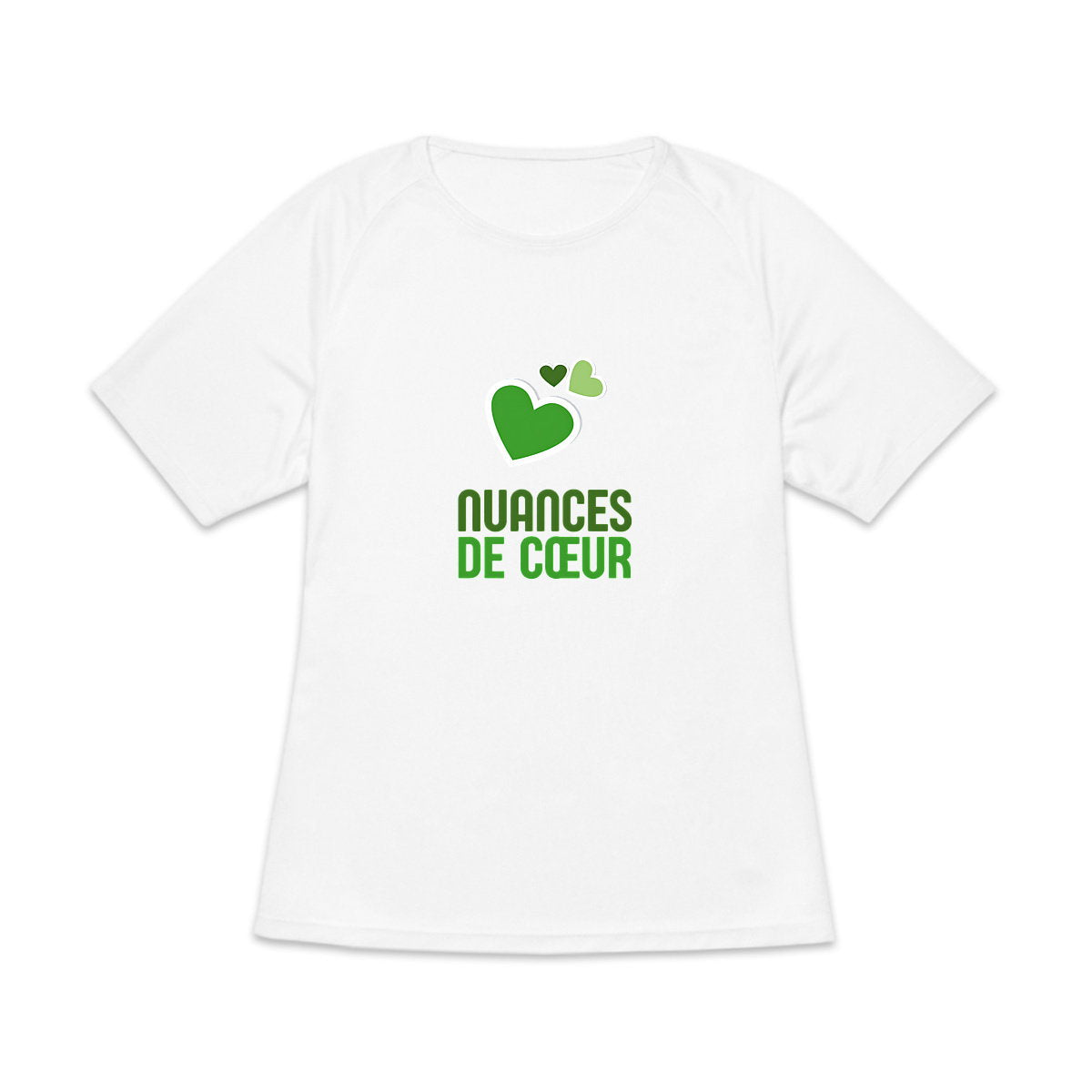 T-shirt de sport recyclé pour femme - Nuances de coeurs verts - face_5