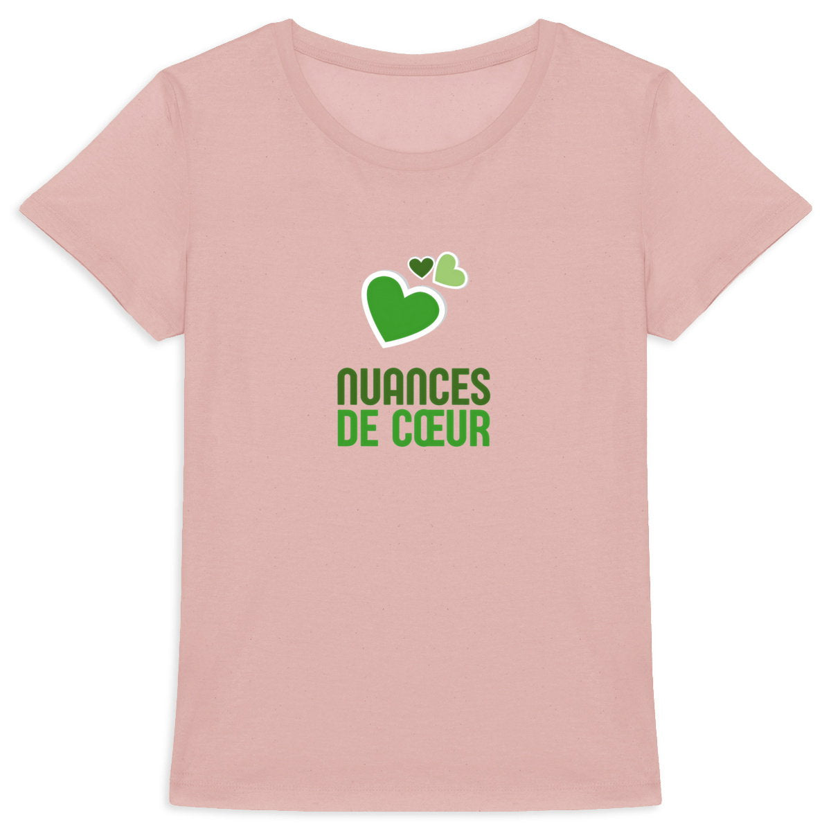 T-shirt Femme Epais : Nuances de Coeurs Verts pour un Style Unique - face_7