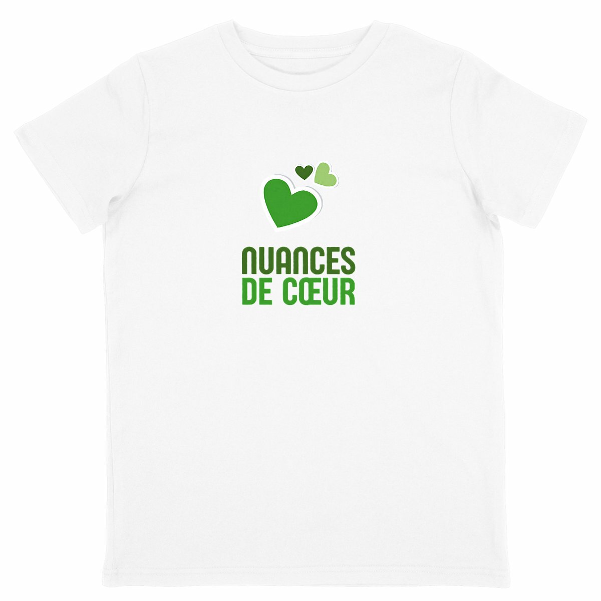 T-shirt Enfant Léger - Nuances de Coeurs Verts pour Petits Amours - face_blanc