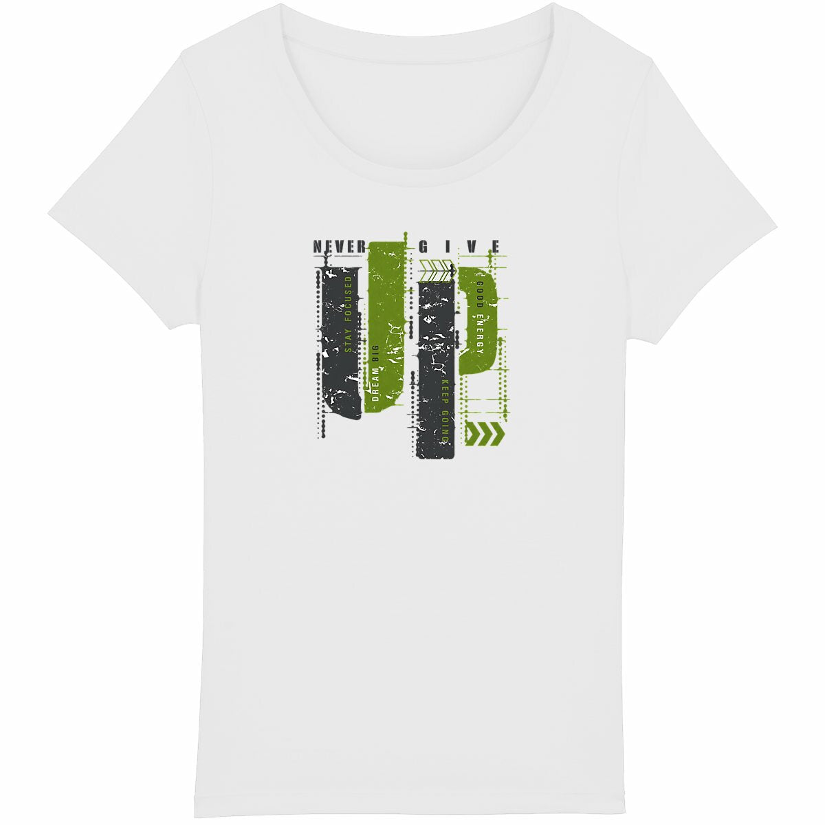 T-shirt Femme Léger : Élégance en Gris et Vert Olive - face_blanc